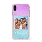 Personalised Glitter Photo Apple iPhone Xs Max Impact Case Pink Edge on Silver Phone