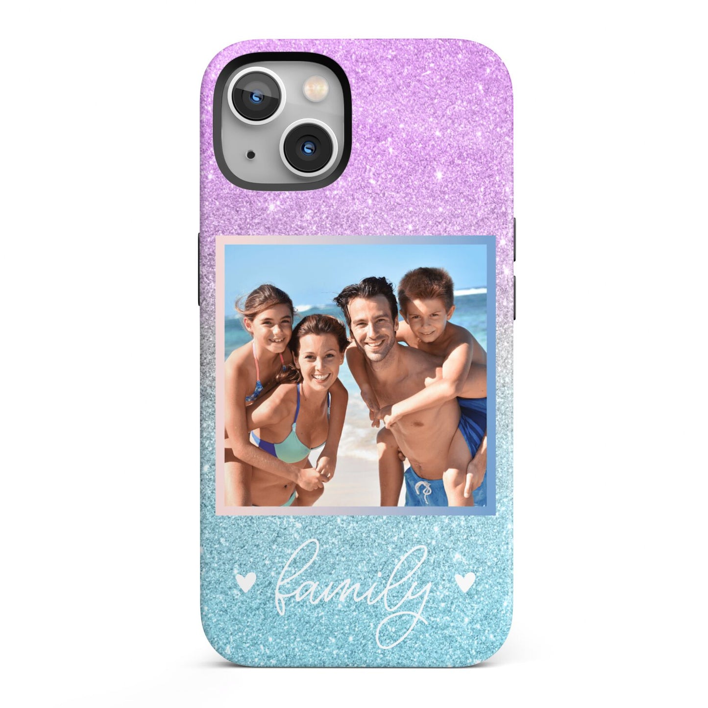 Personalised Glitter Photo iPhone 13 Full Wrap 3D Tough Case