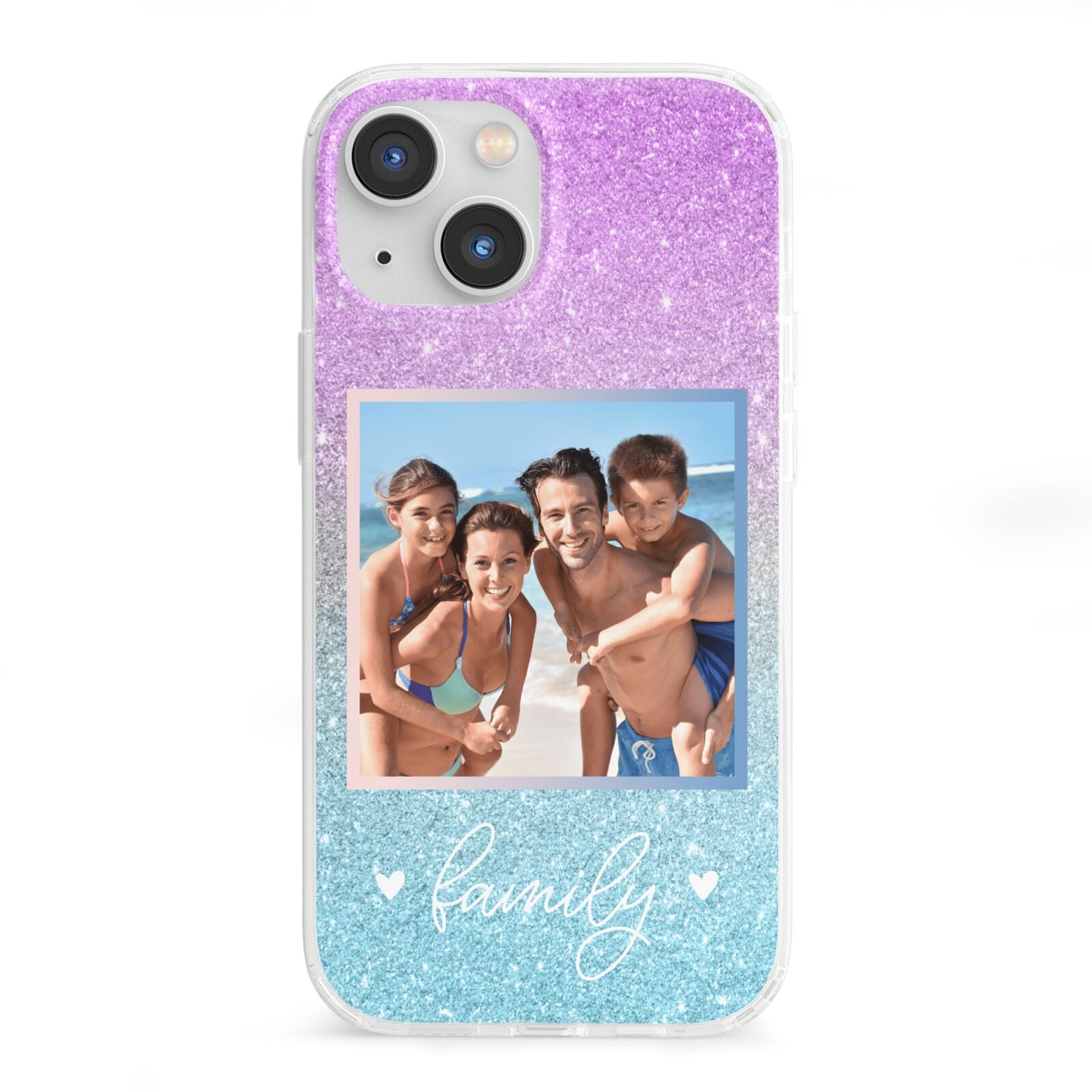 Personalised Glitter Photo iPhone 13 Mini Clear Bumper Case