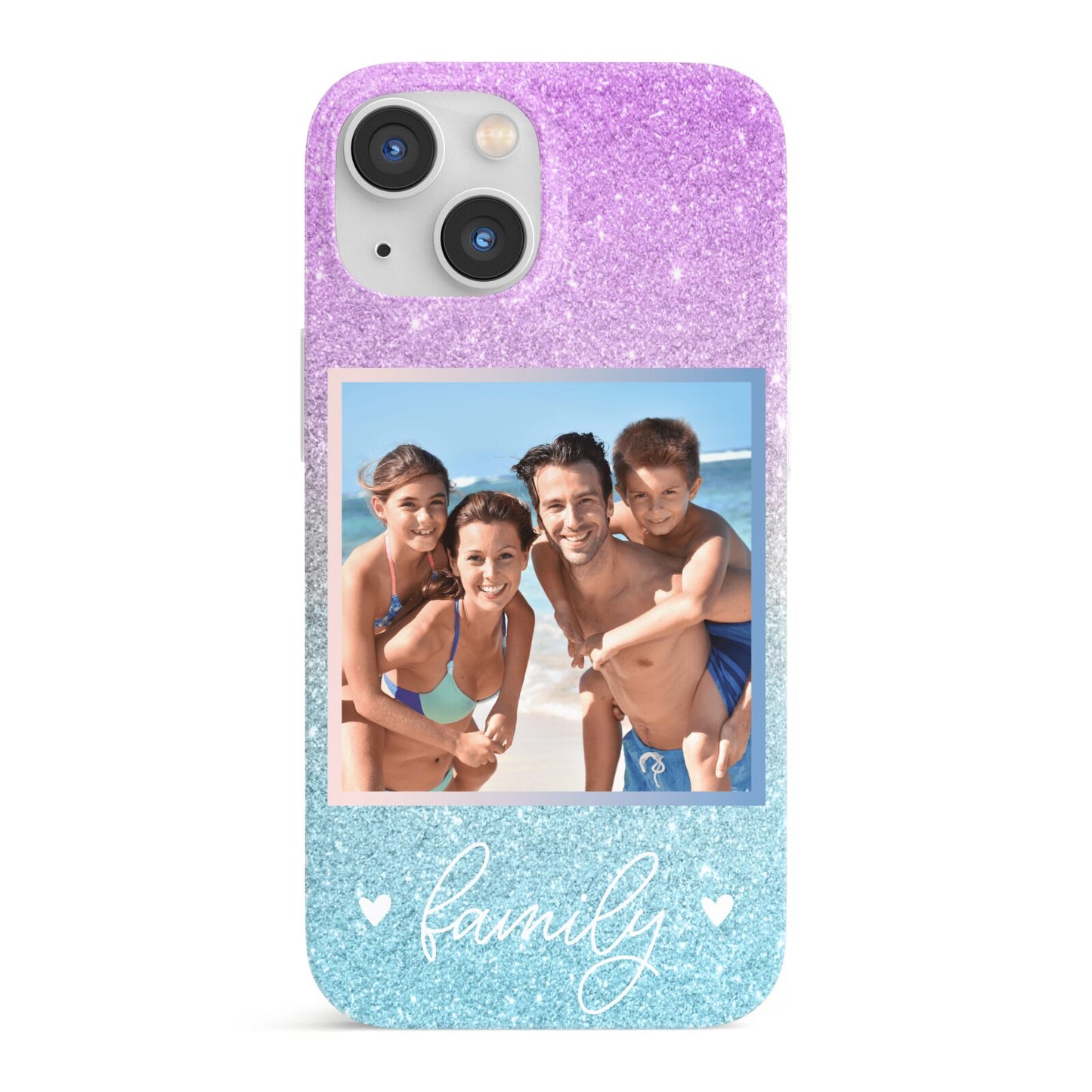 Personalised Glitter Photo iPhone 13 Mini Full Wrap 3D Snap Case