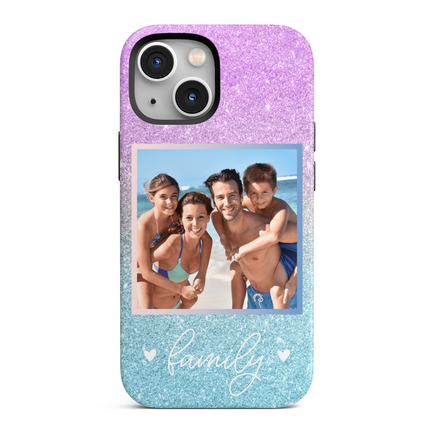 Personalised Glitter Photo iPhone 13 Mini Full Wrap 3D Tough Case