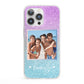 Personalised Glitter Photo iPhone 13 Pro Clear Bumper Case