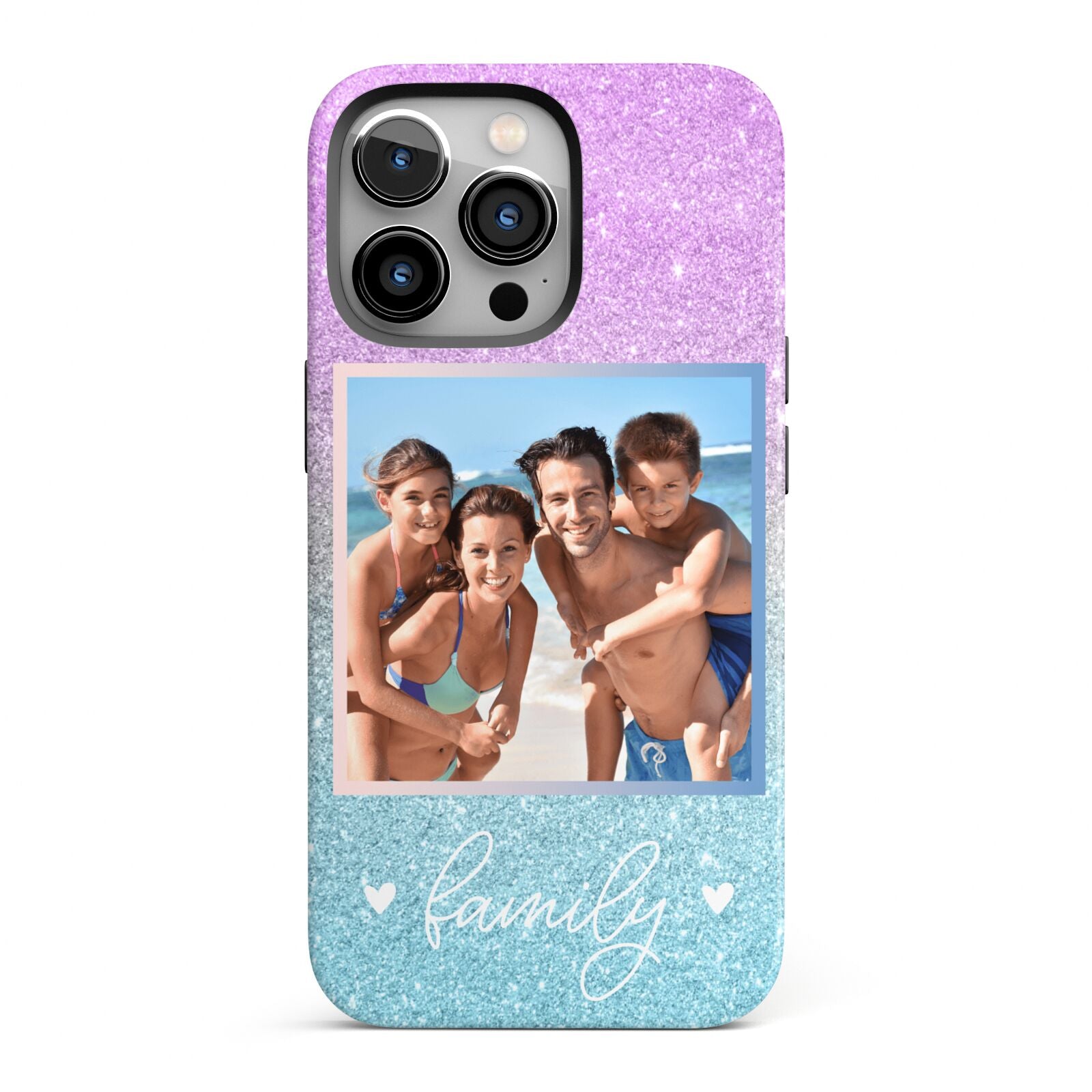 Personalised Glitter Photo iPhone 13 Pro Full Wrap 3D Tough Case