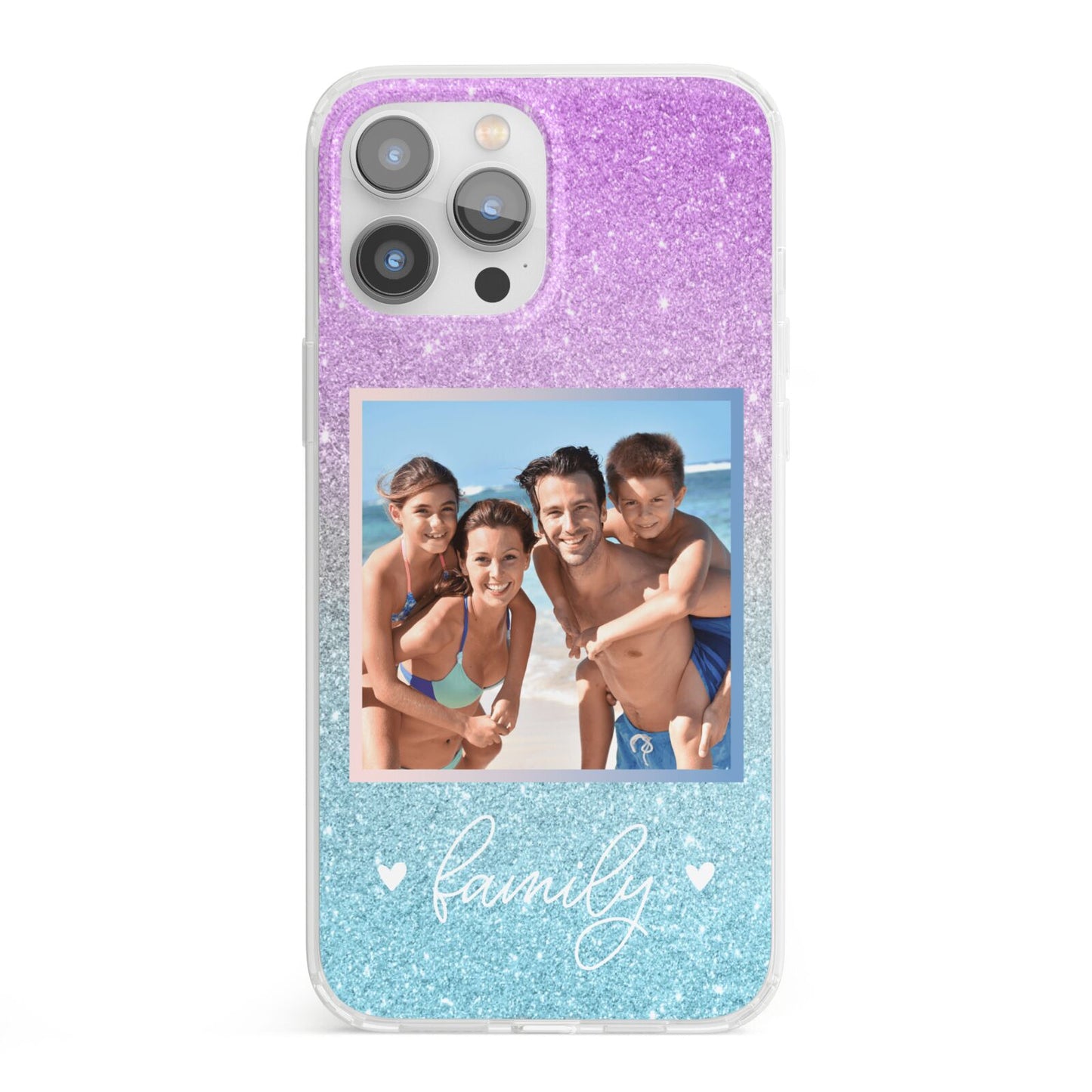 Personalised Glitter Photo iPhone 13 Pro Max Clear Bumper Case