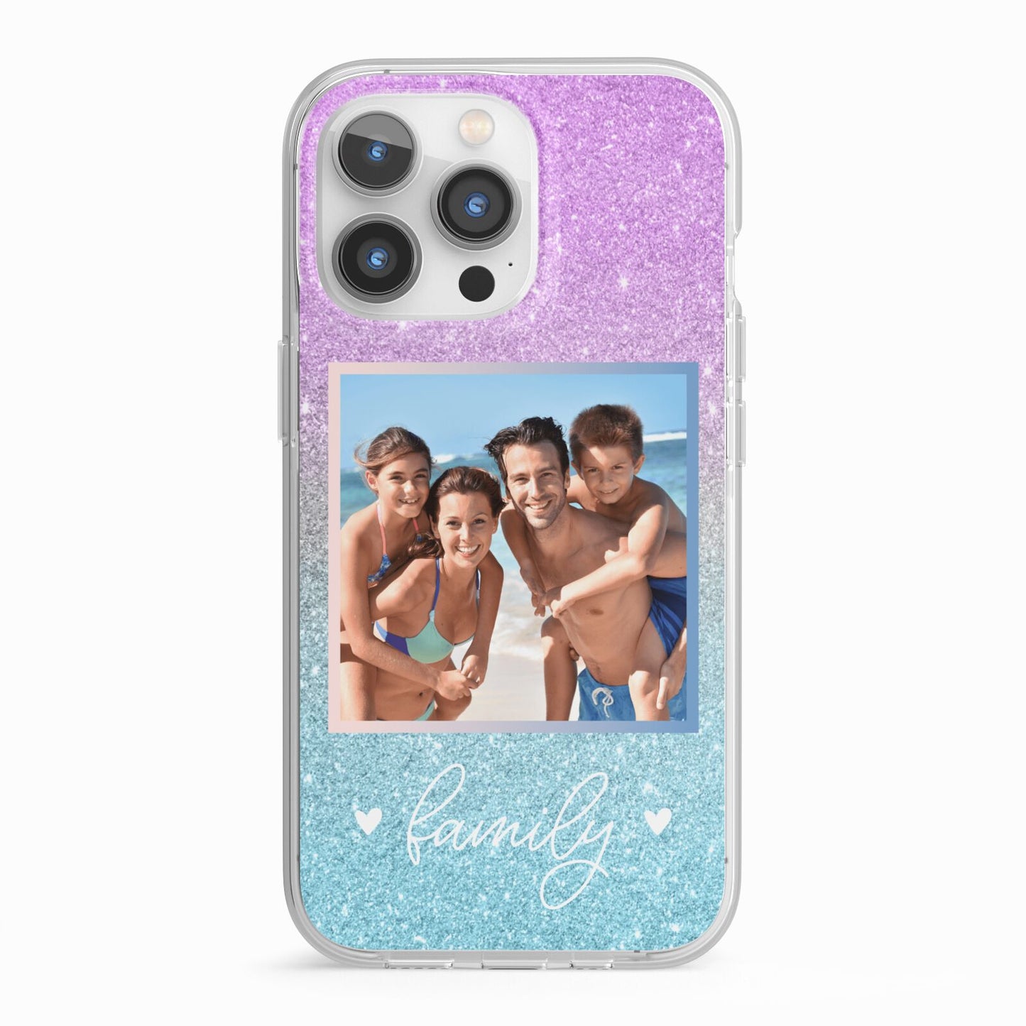 Personalised Glitter Photo iPhone 13 Pro TPU Impact Case with White Edges
