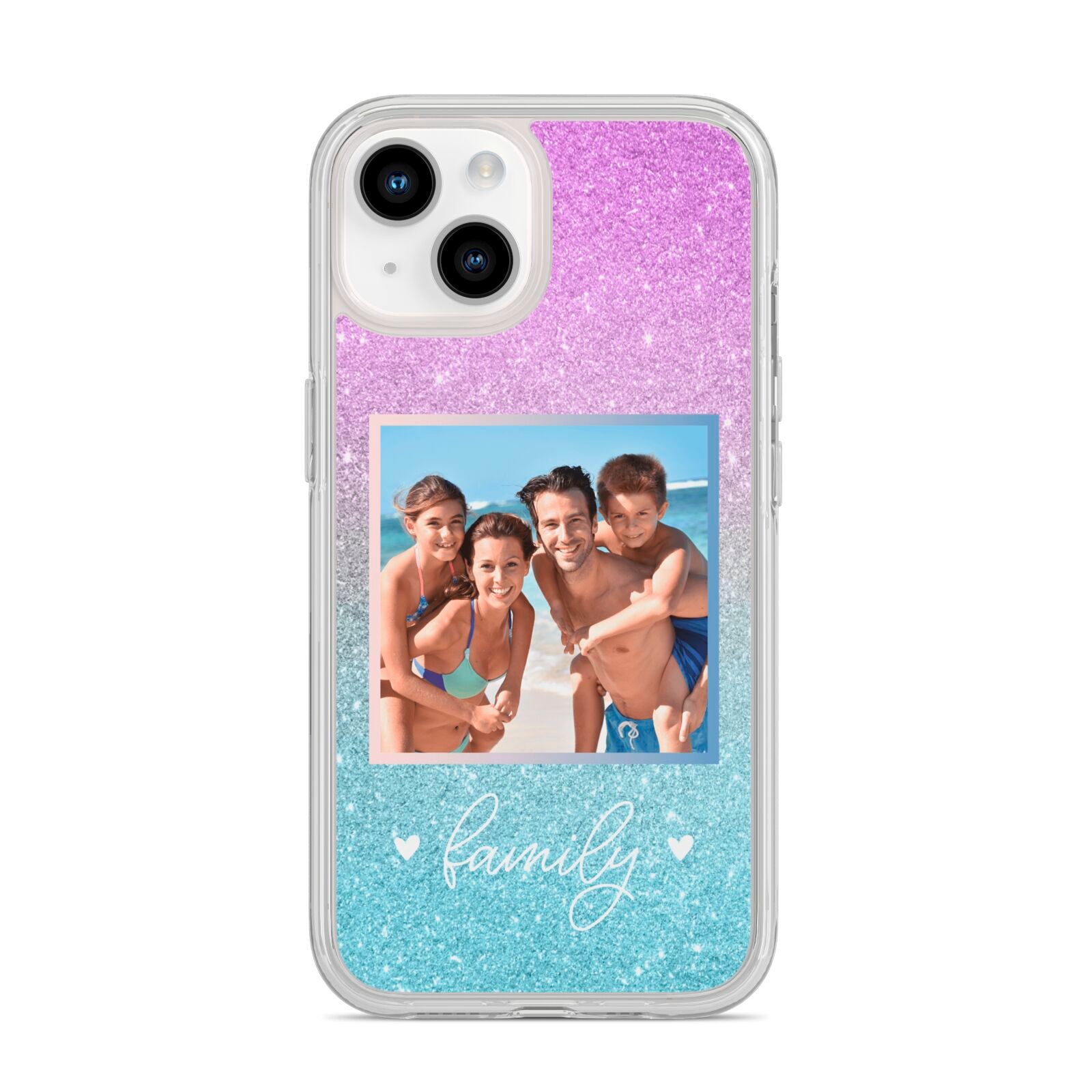 Personalised Glitter Photo iPhone 14 Clear Tough Case Starlight
