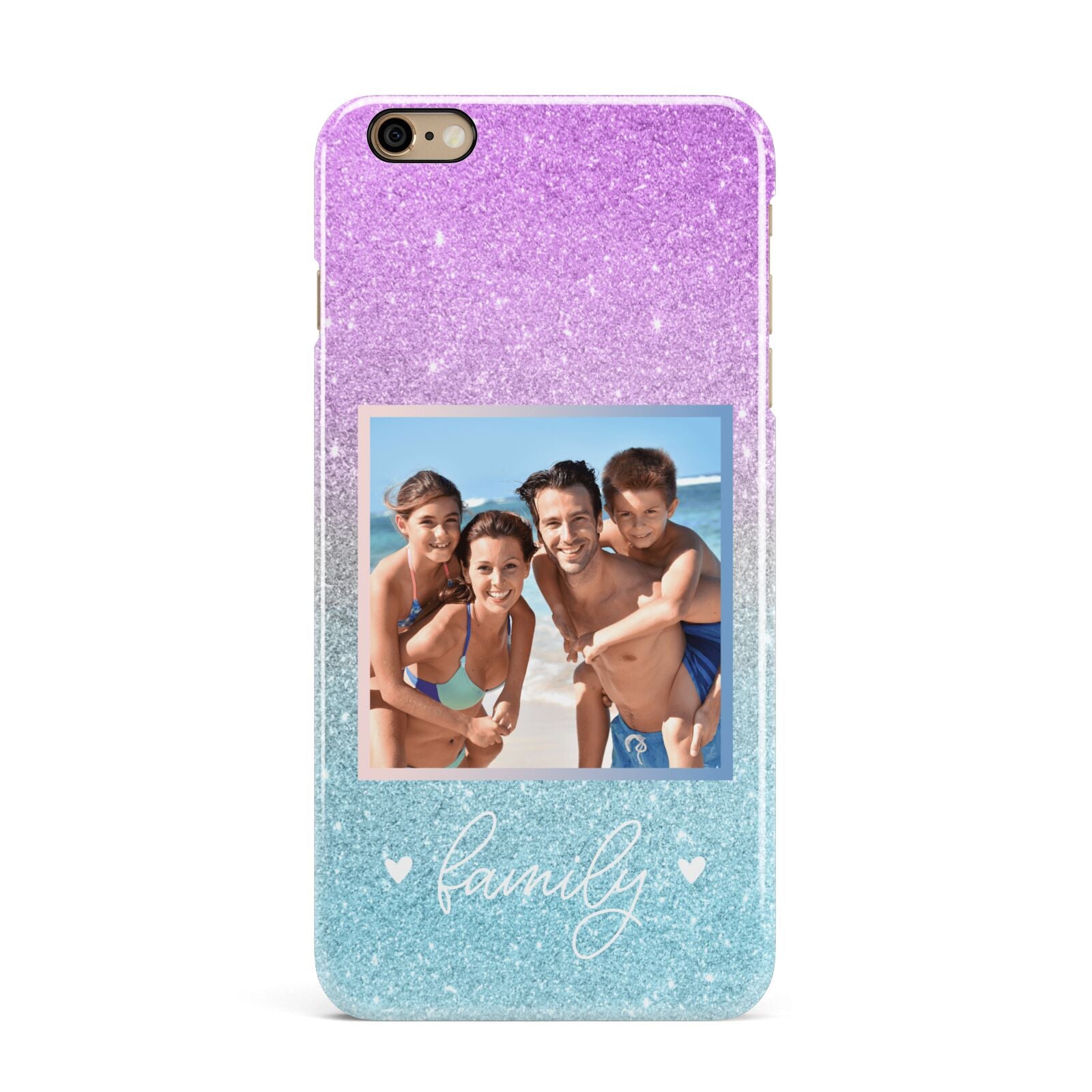 Personalised Glitter Photo iPhone 6 Plus 3D Snap Case on Gold Phone