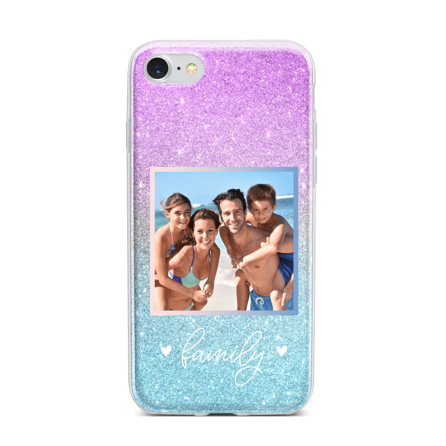 Personalised Glitter Photo iPhone 7 Bumper Case on Silver iPhone