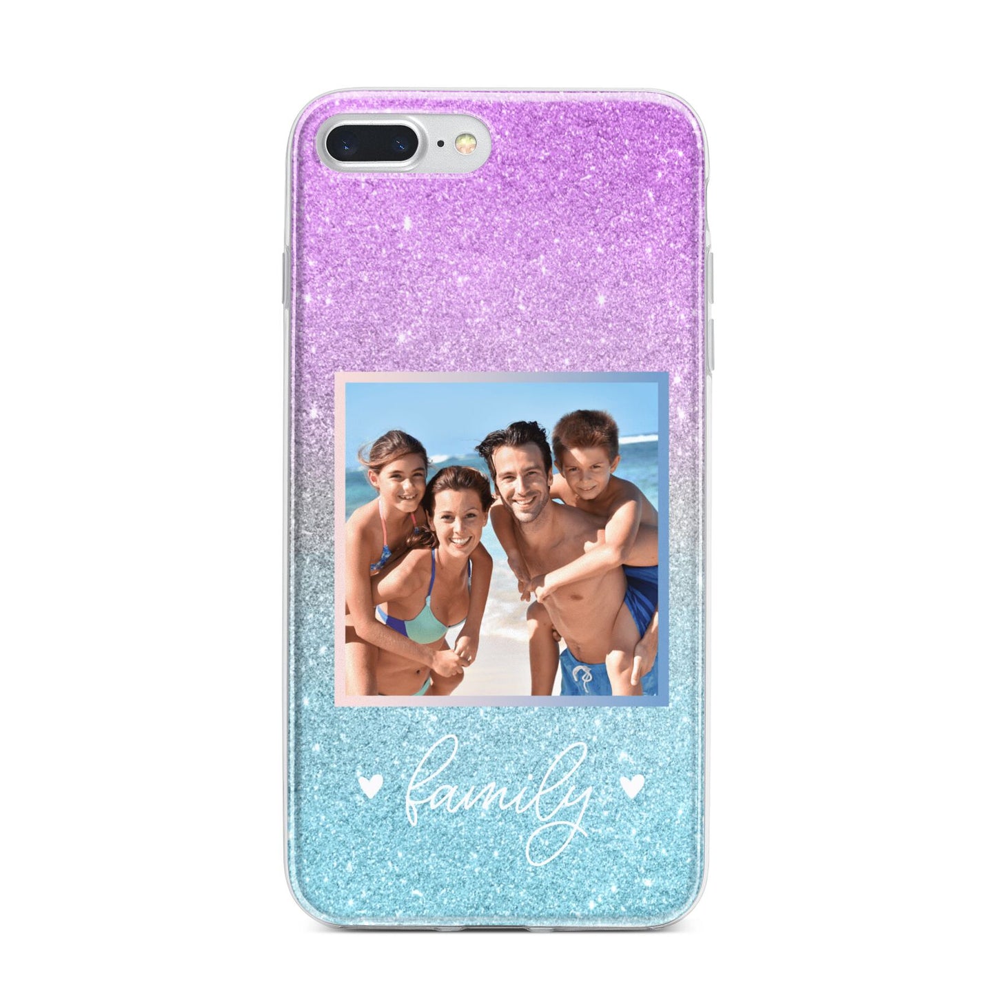Personalised Glitter Photo iPhone 7 Plus Bumper Case on Silver iPhone
