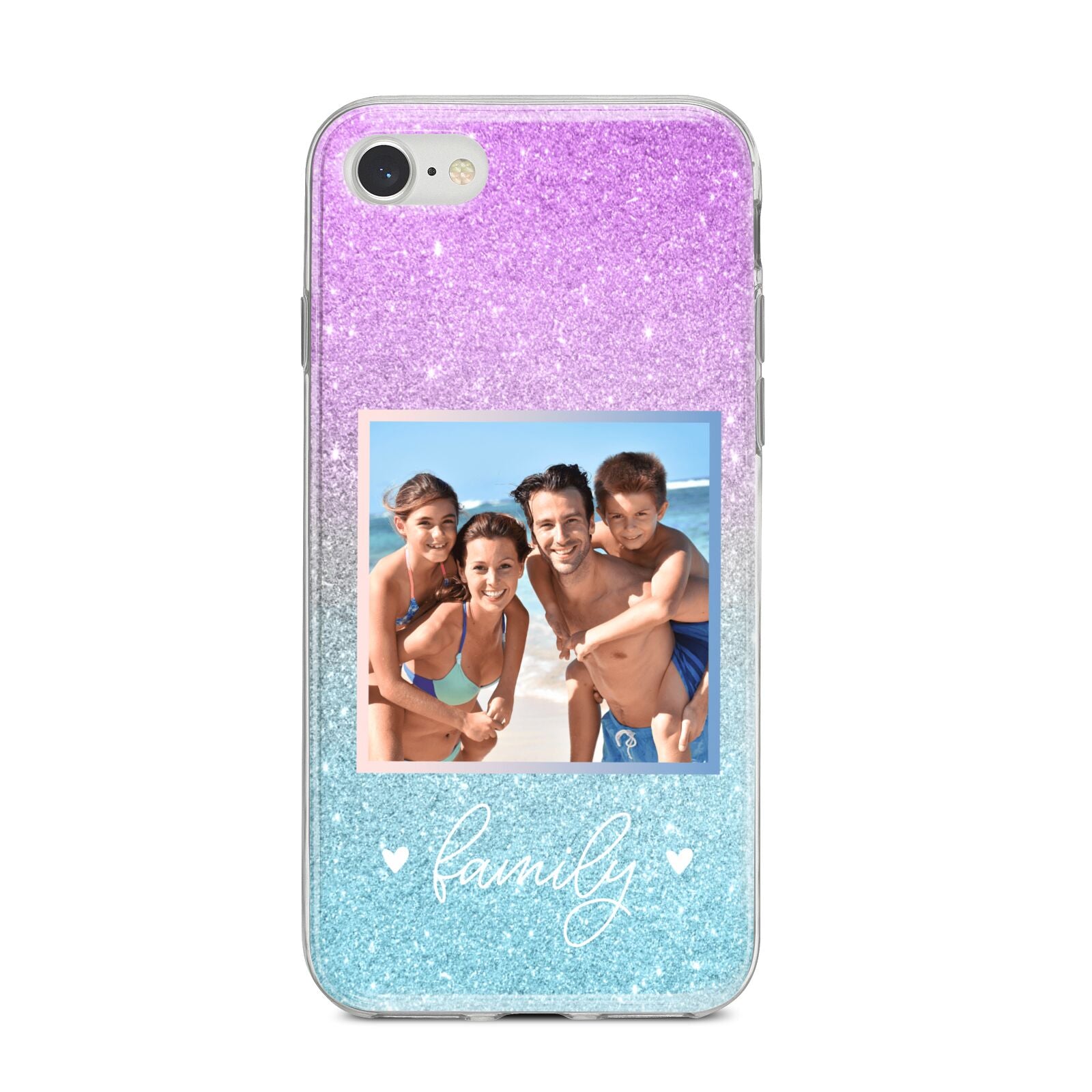 Personalised Glitter Photo iPhone 8 Bumper Case on Silver iPhone