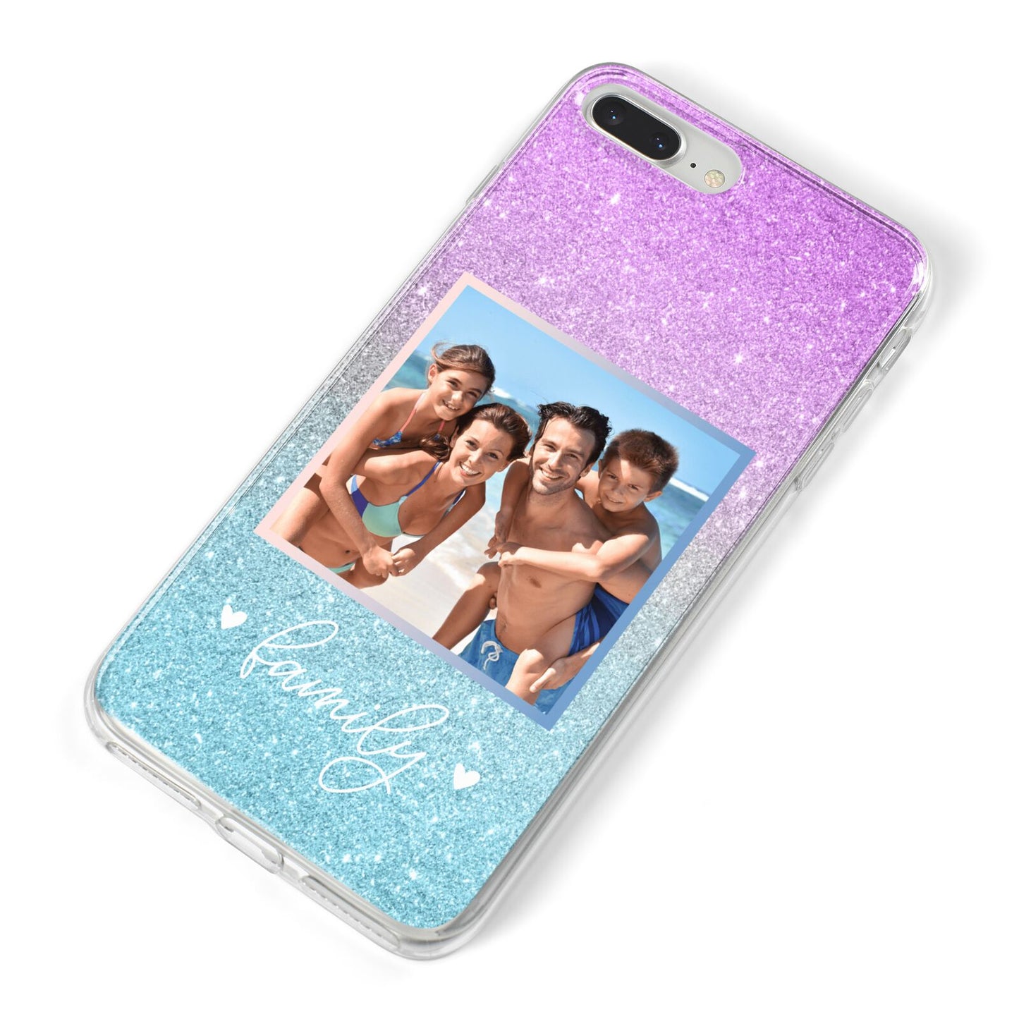 Personalised Glitter Photo iPhone 8 Plus Bumper Case on Silver iPhone Alternative Image