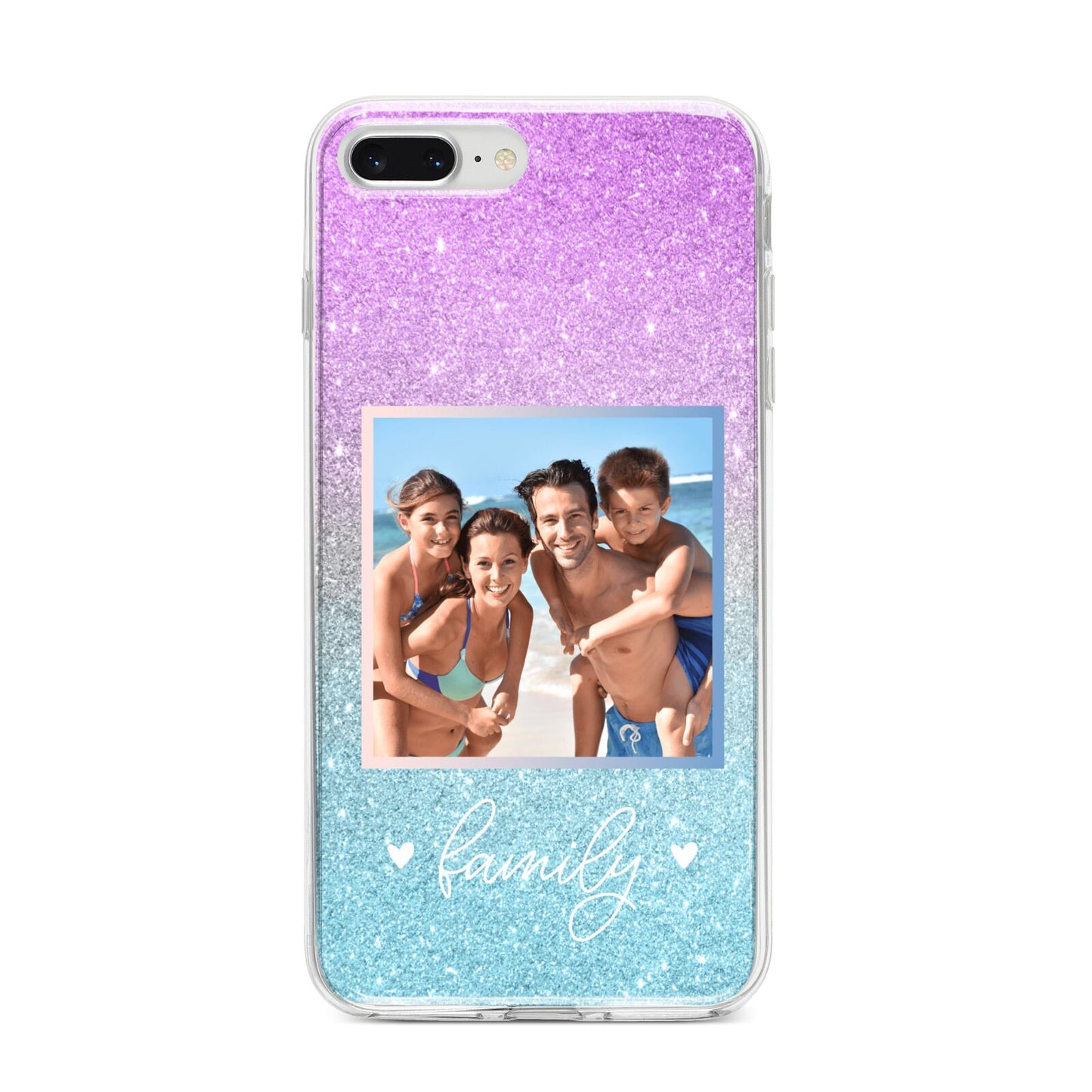 Personalised Glitter Photo iPhone 8 Plus Bumper Case on Silver iPhone