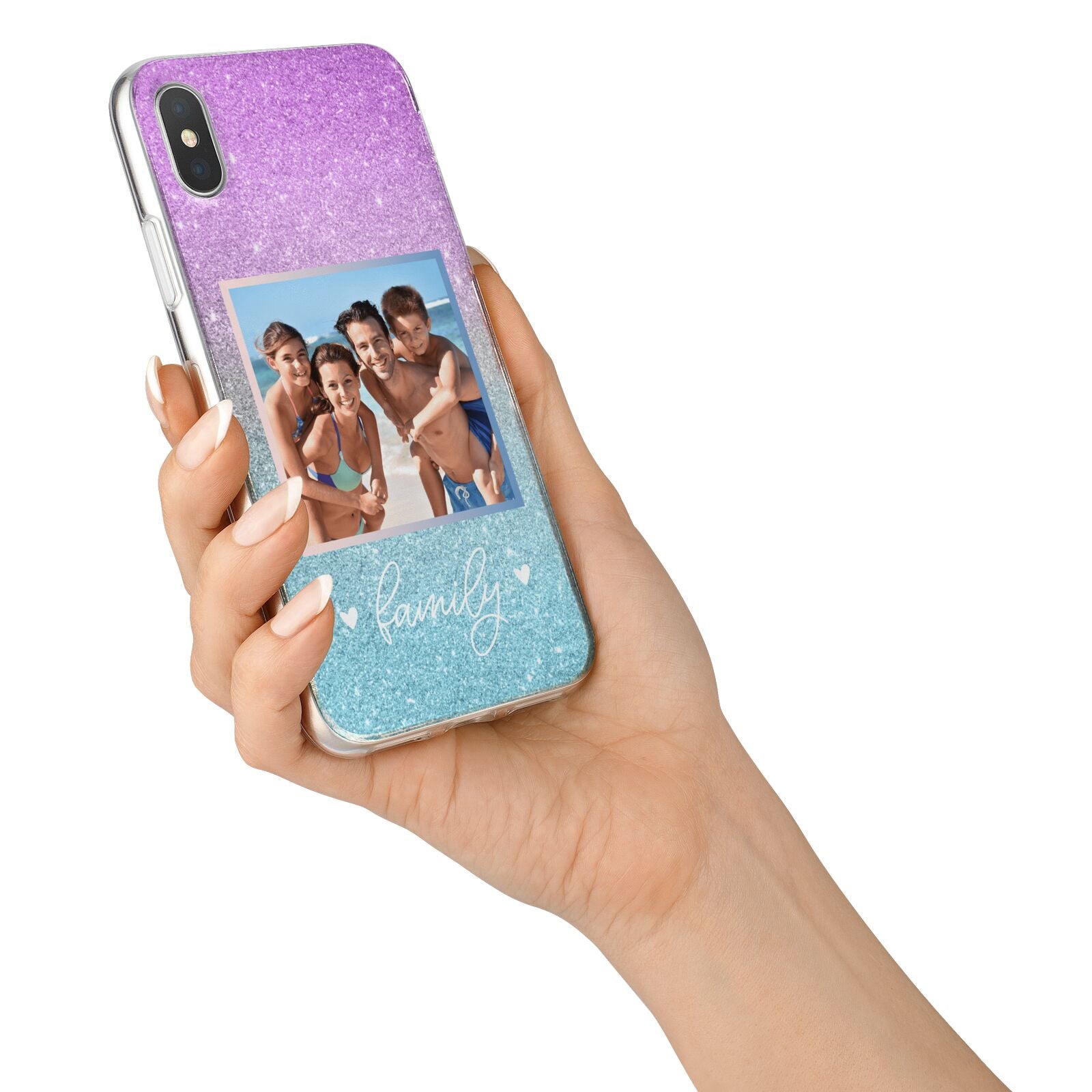 Personalised Glitter Photo iPhone X Bumper Case on Silver iPhone Alternative Image 2