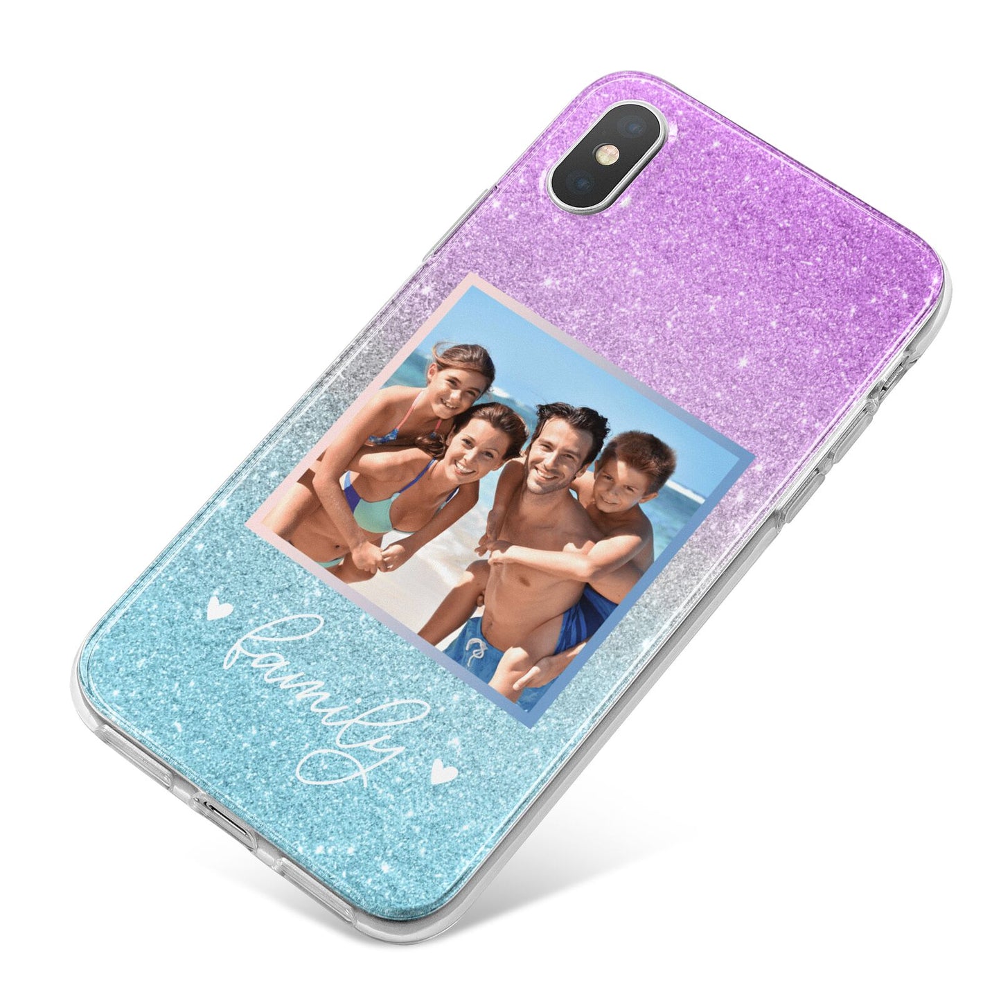 Personalised Glitter Photo iPhone X Bumper Case on Silver iPhone