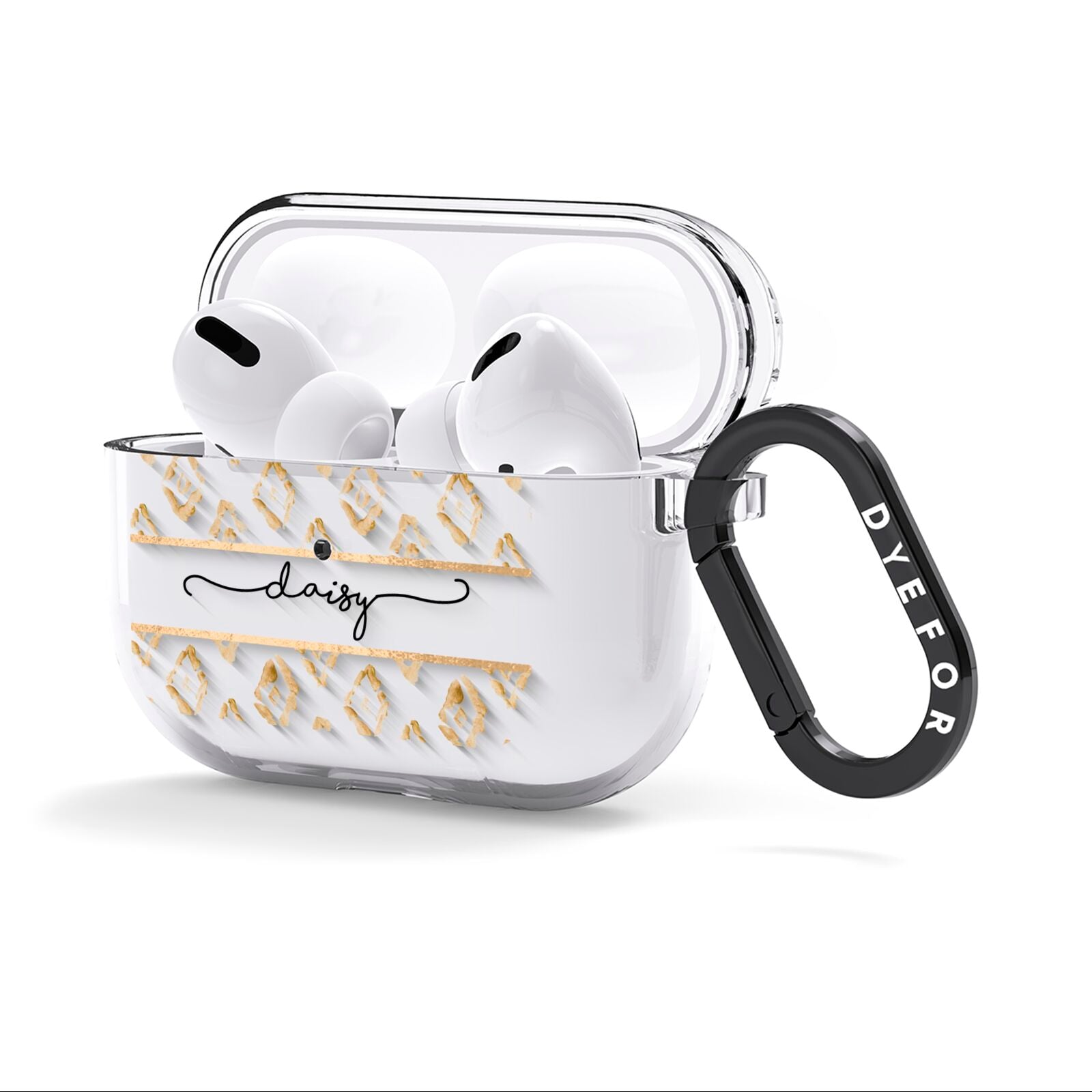 Personalised Gold Aztec AirPods Clear Case 3rd Gen Side Image
