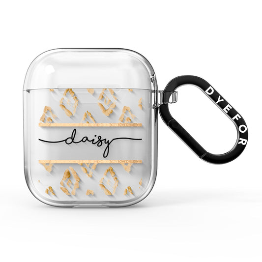 Personalised Gold Aztec AirPods Clear Case