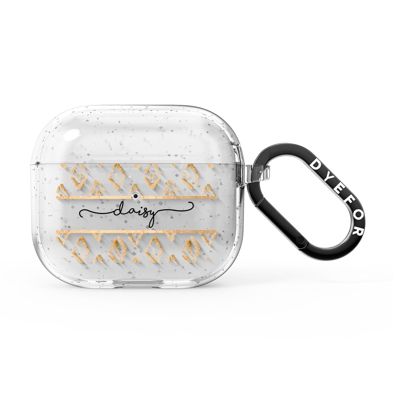 Personalised Gold Aztec AirPods Glitter Case 3rd Gen