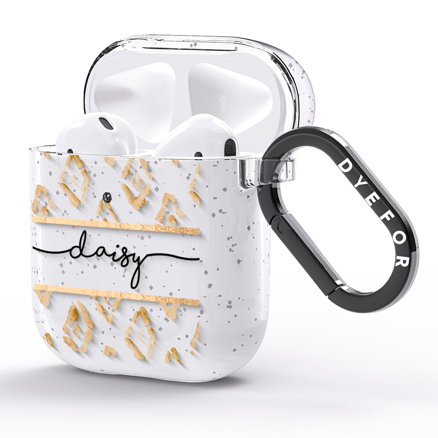 Personalised Gold Aztec AirPods Glitter Case Side Image
