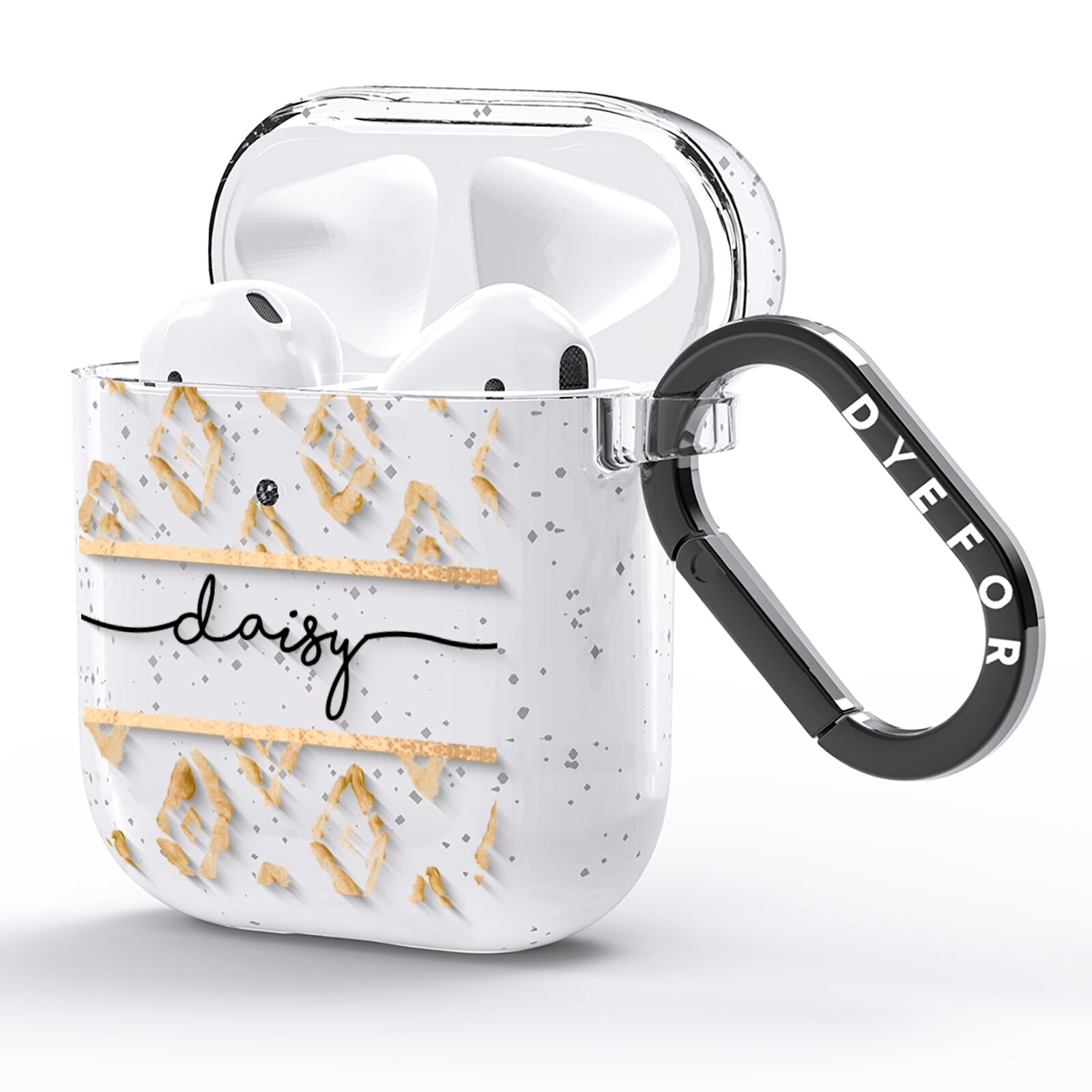 Personalised Gold Aztec AirPods Glitter Case Side Image
