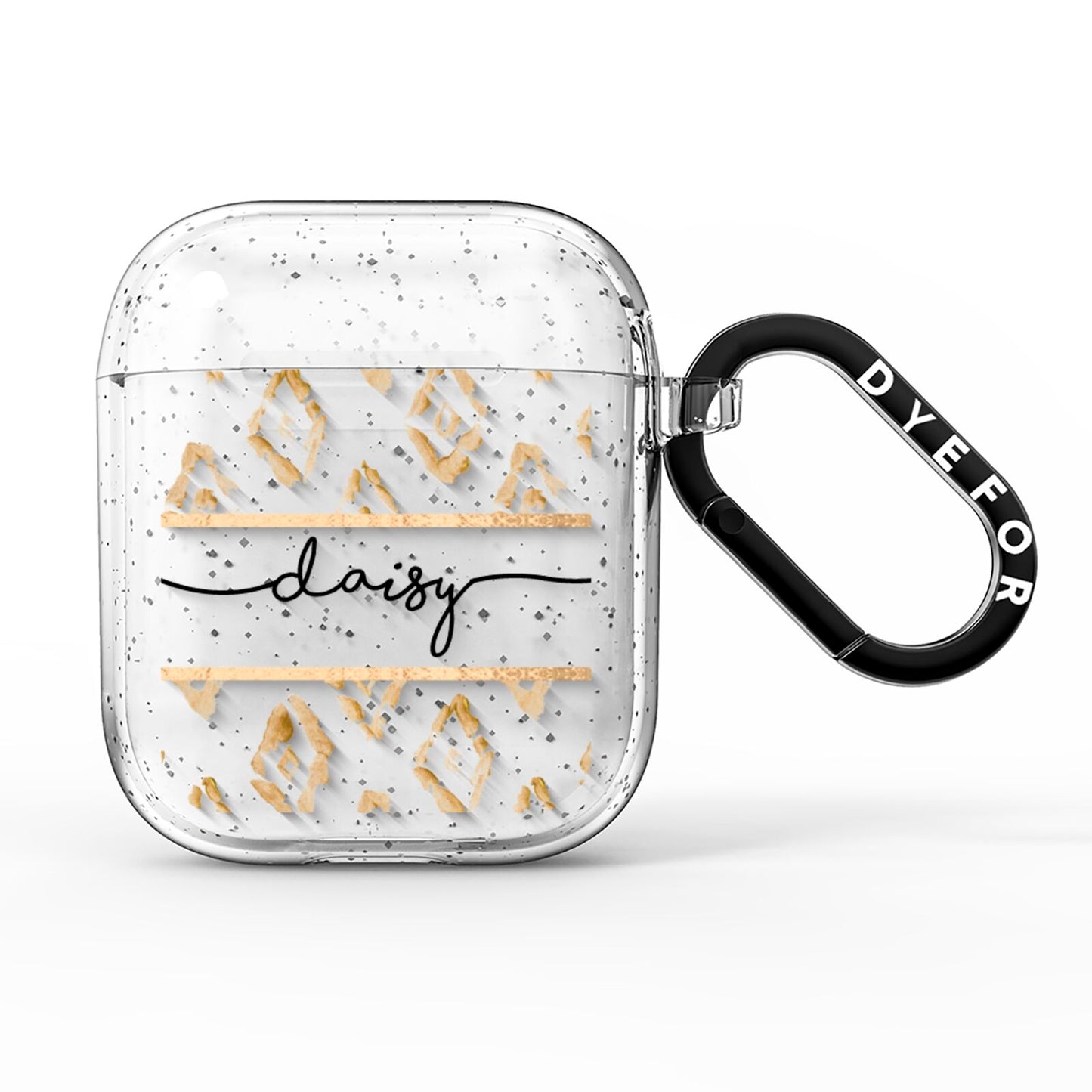Personalised Gold Aztec AirPods Glitter Case