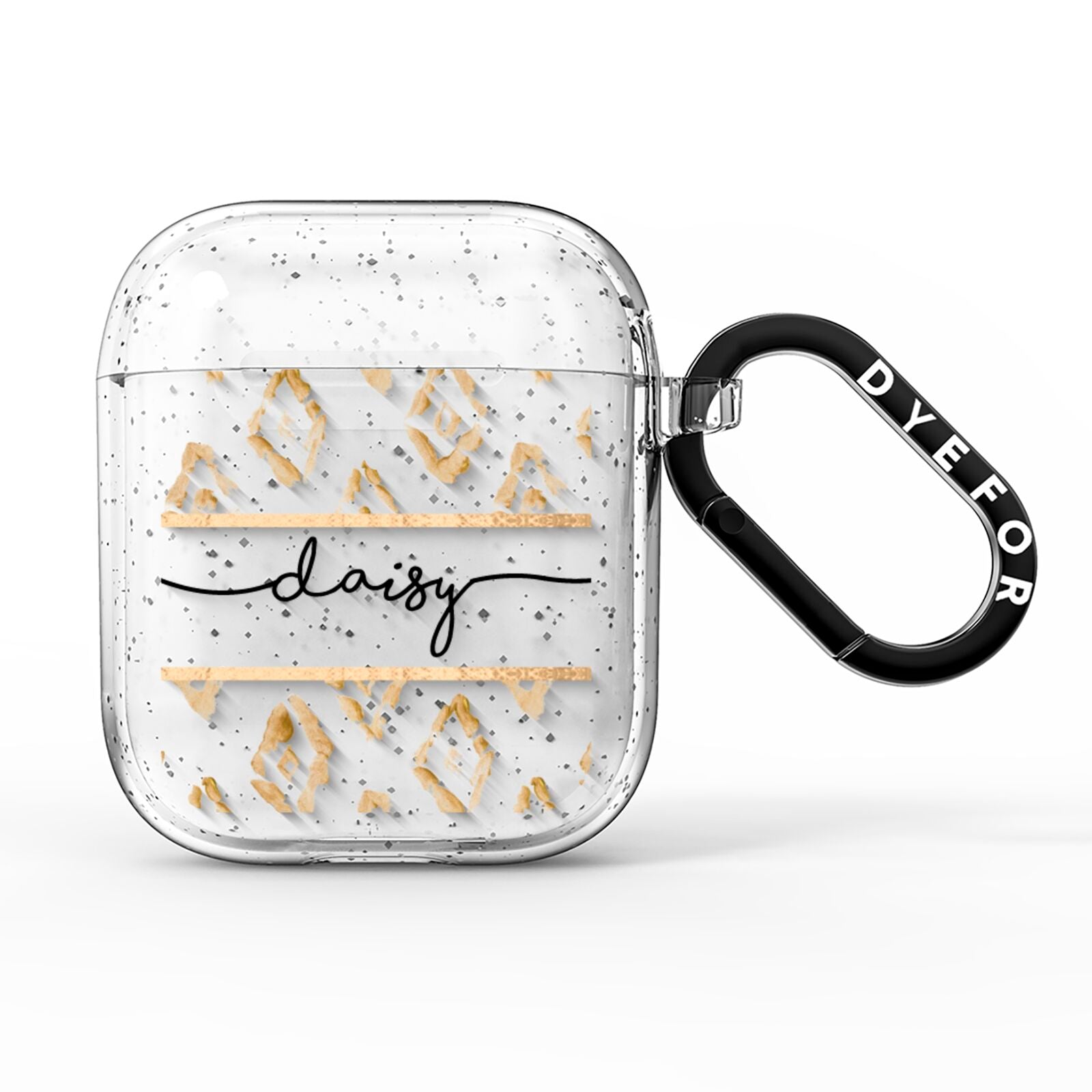 Personalised Gold Aztec AirPods Glitter Case