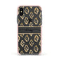 Personalised Gold Aztec Apple iPhone Xs Impact Case Pink Edge on Black Phone