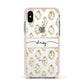 Personalised Gold Aztec Apple iPhone Xs Impact Case Pink Edge on Silver Phone