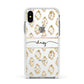 Personalised Gold Aztec Apple iPhone Xs Impact Case White Edge on Silver Phone