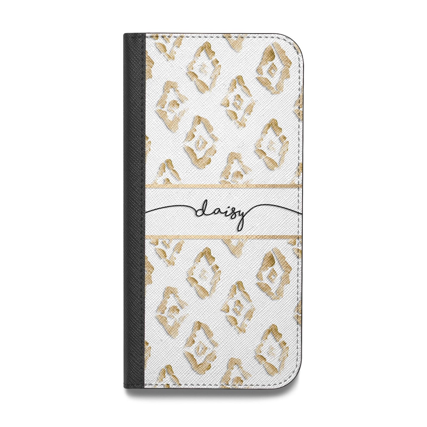 Personalised Gold Aztec Vegan Leather Flip Samsung Case