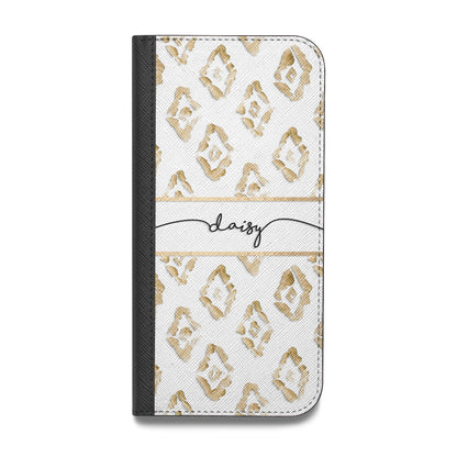 Personalised Gold Aztec Vegan Leather Flip Samsung Case