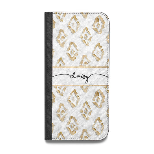 Personalised Gold Aztec Vegan Leather Flip Samsung Case