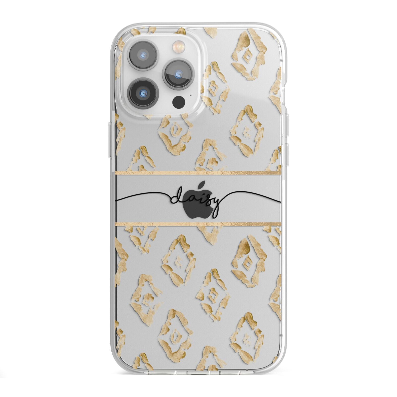 Personalised Gold Aztec iPhone 13 Pro Max TPU Impact Case with White Edges