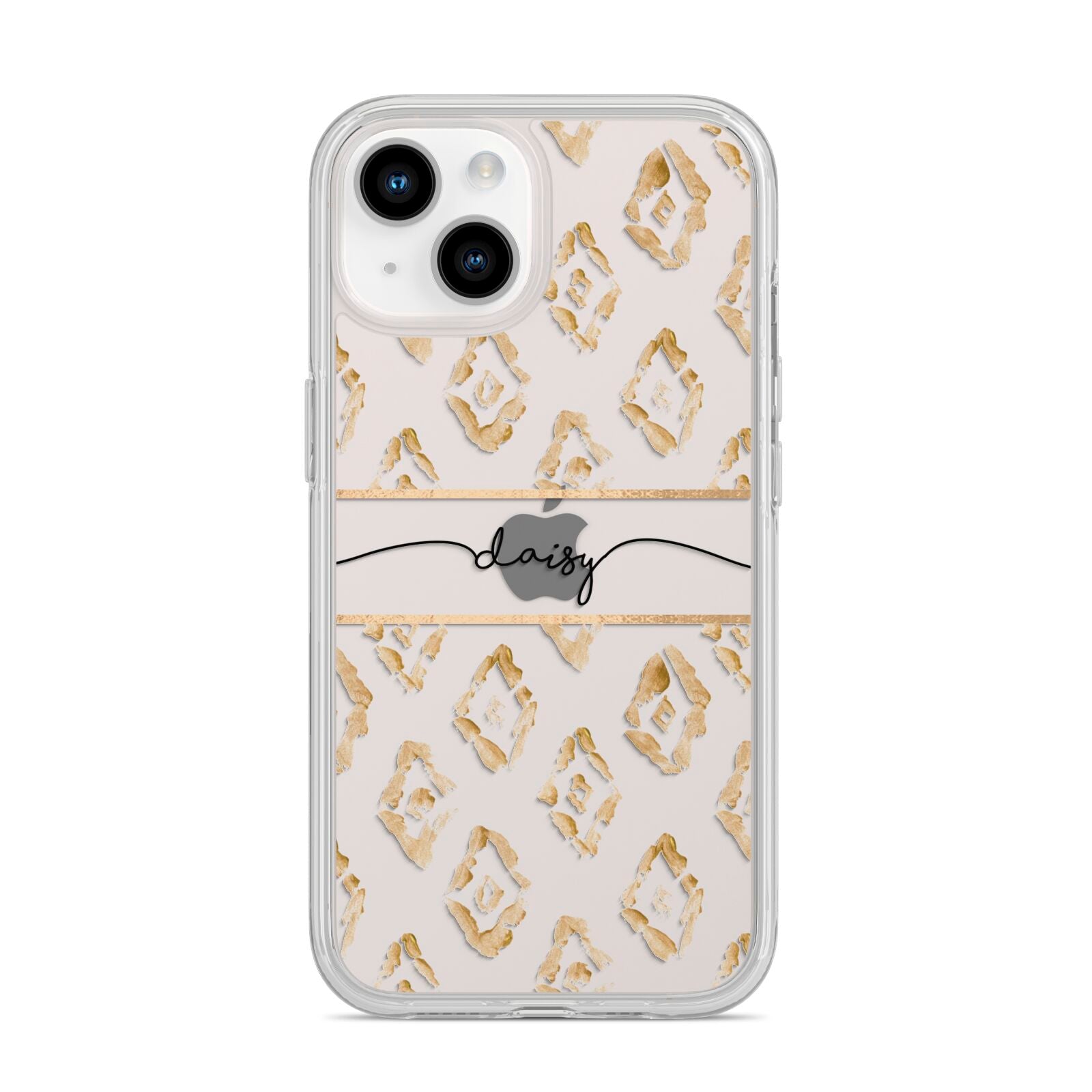 Personalised Gold Aztec iPhone 14 Clear Tough Case Starlight
