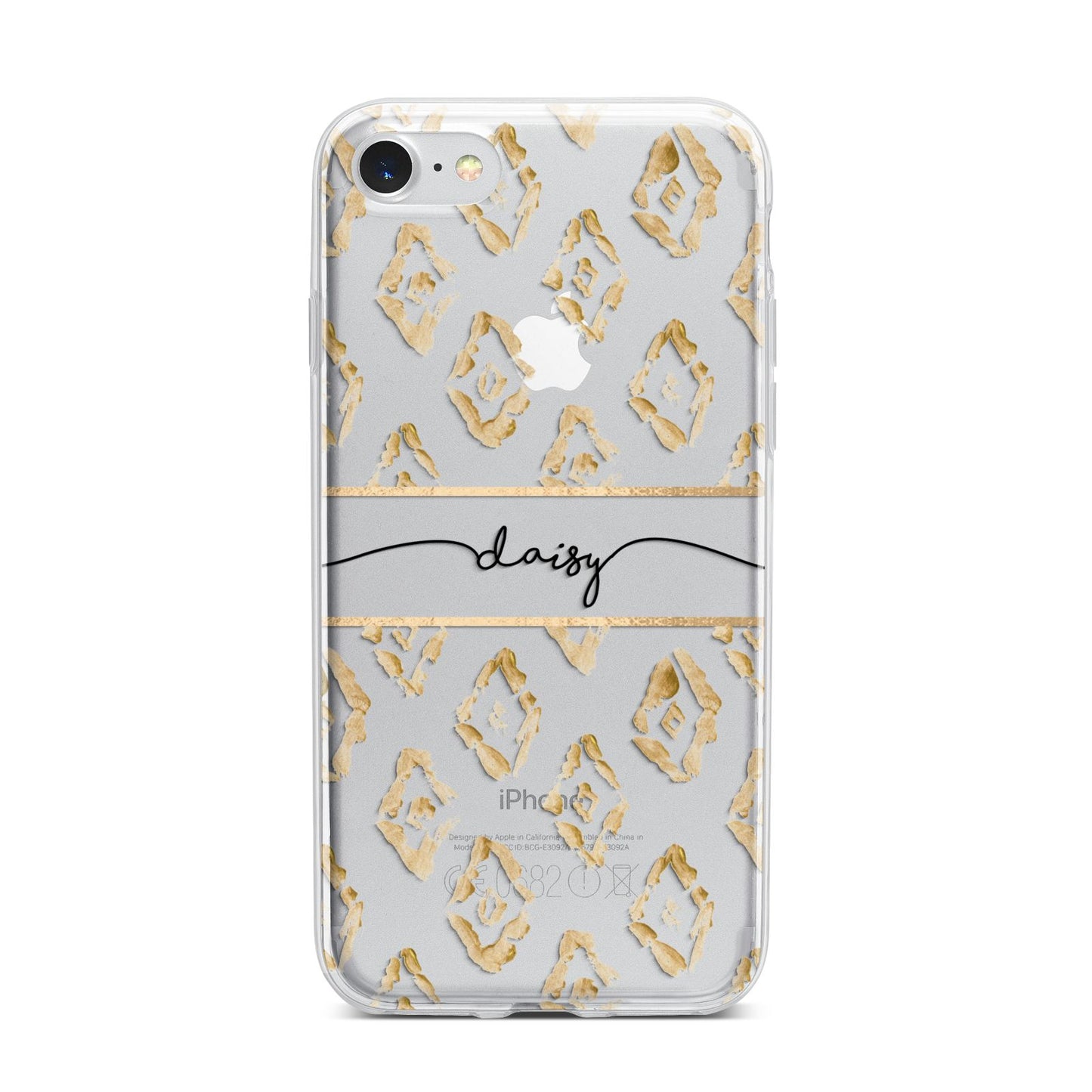 Personalised Gold Aztec iPhone 7 Bumper Case on Silver iPhone