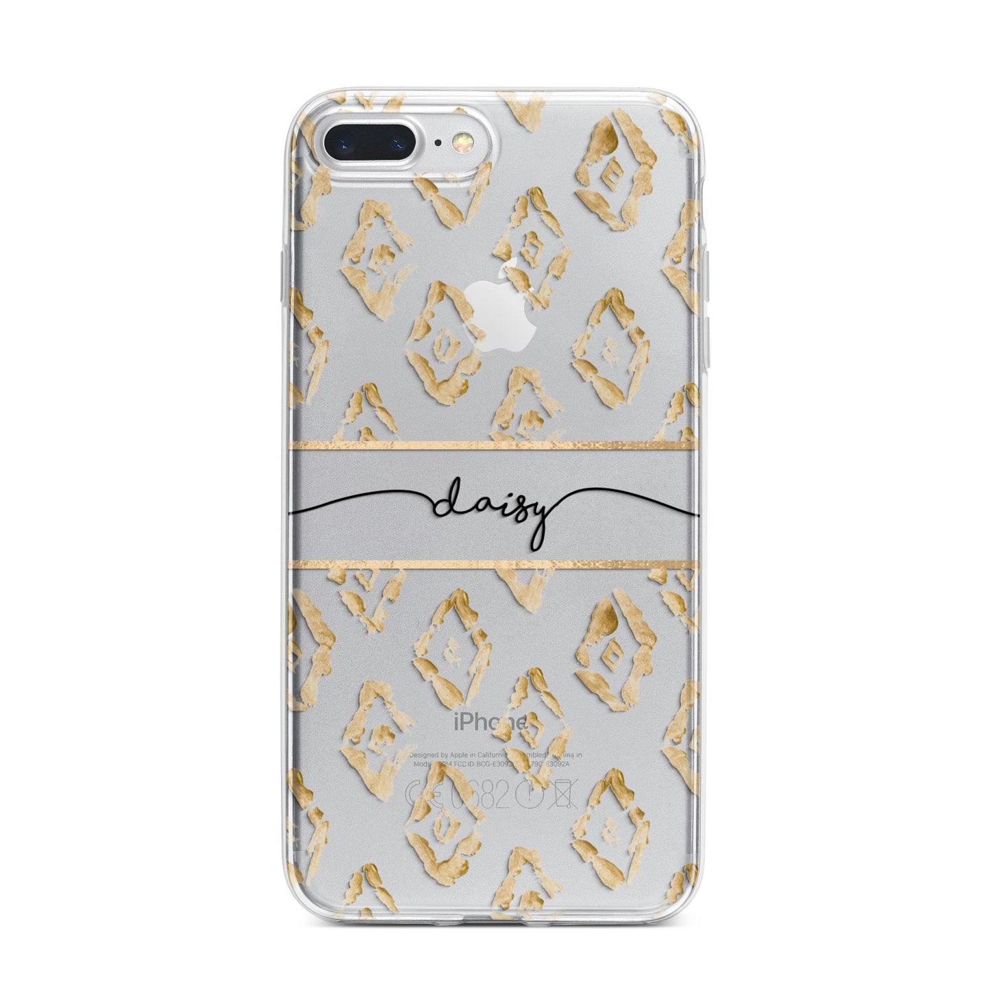 Personalised Gold Aztec iPhone 7 Plus Bumper Case on Silver iPhone