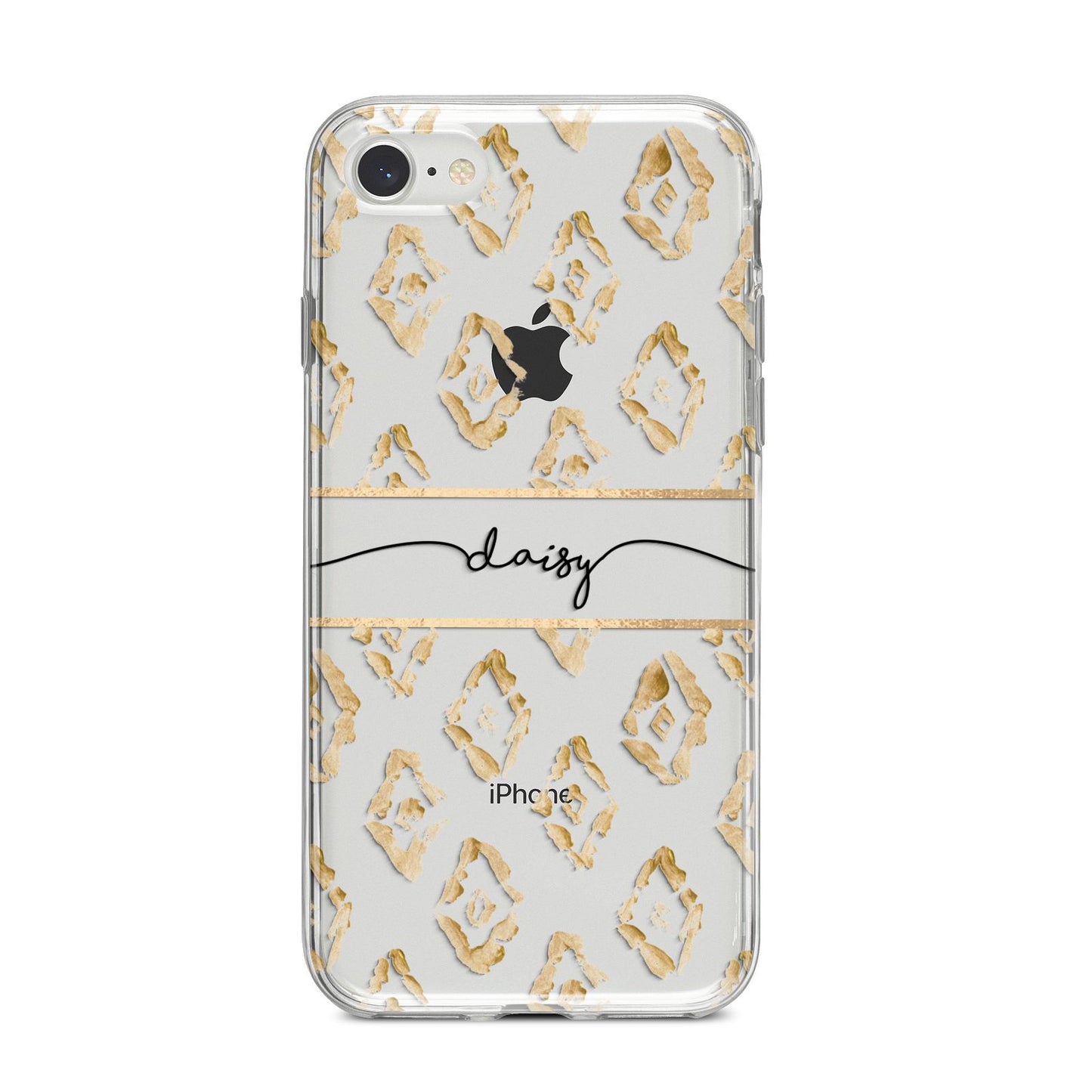 Personalised Gold Aztec iPhone 8 Bumper Case on Silver iPhone