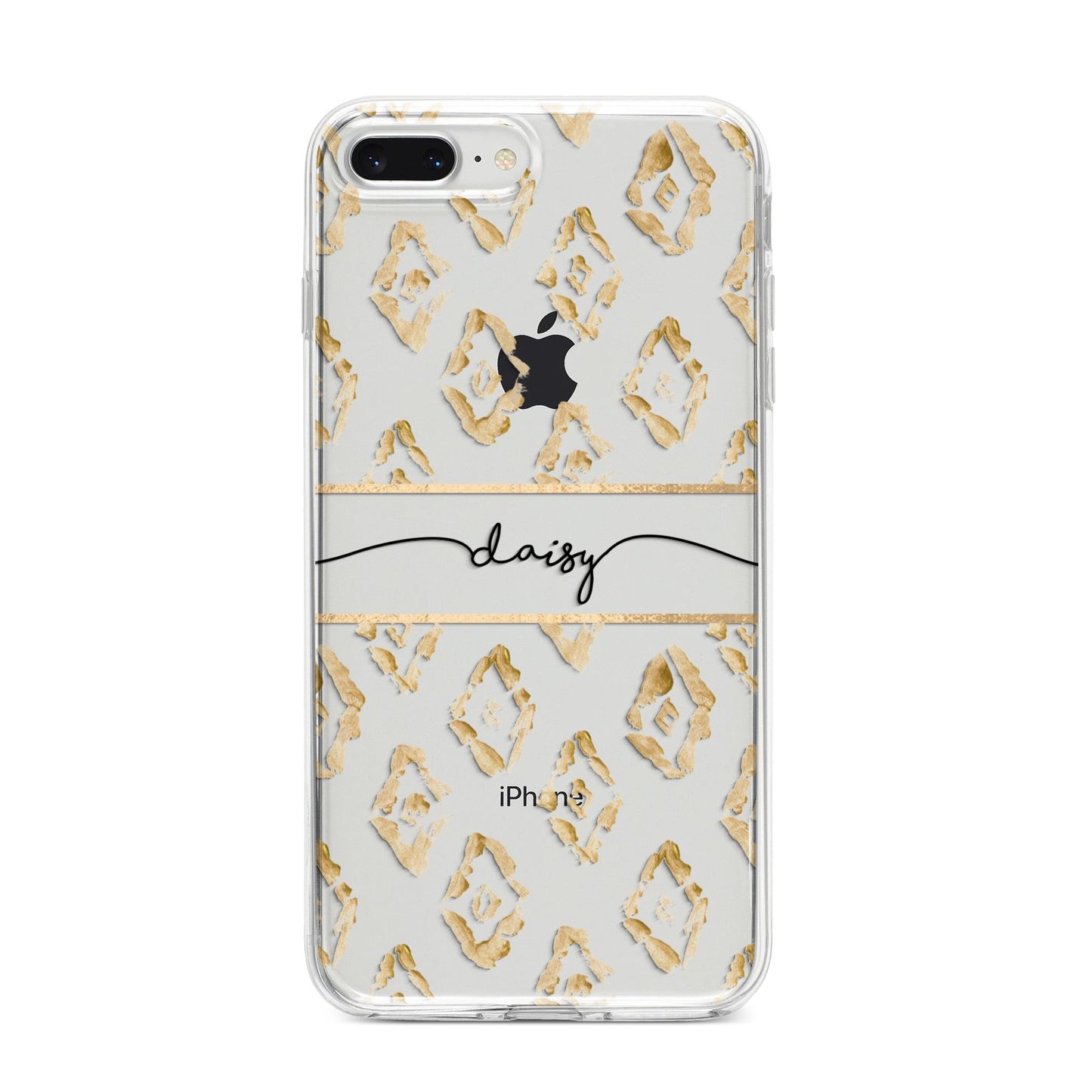 Personalised Gold Aztec iPhone 8 Plus Bumper Case on Silver iPhone