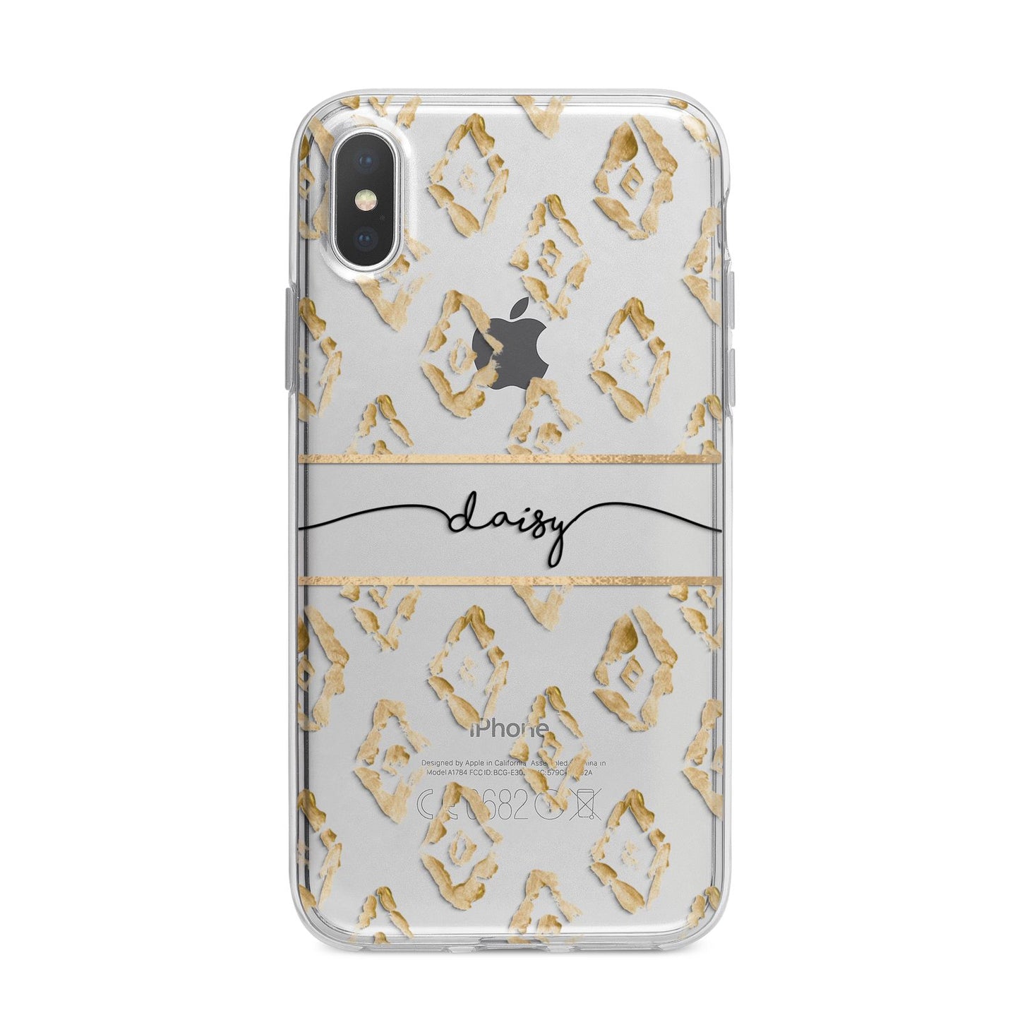 Personalised Gold Aztec iPhone X Bumper Case on Silver iPhone Alternative Image 1