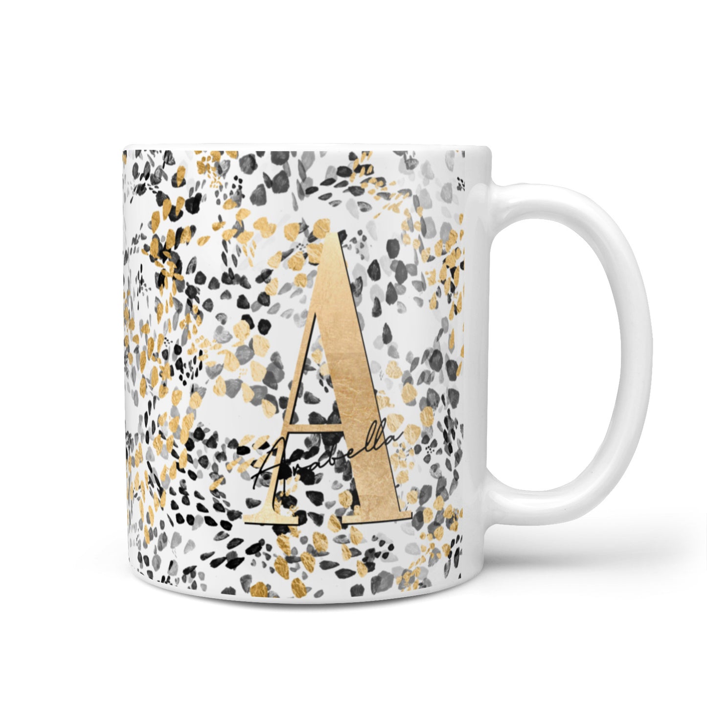 Personalised Gold Black Cheetah 10oz Mug