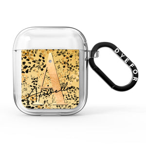 Personalised Gold & Black Cheetah AirPods Case