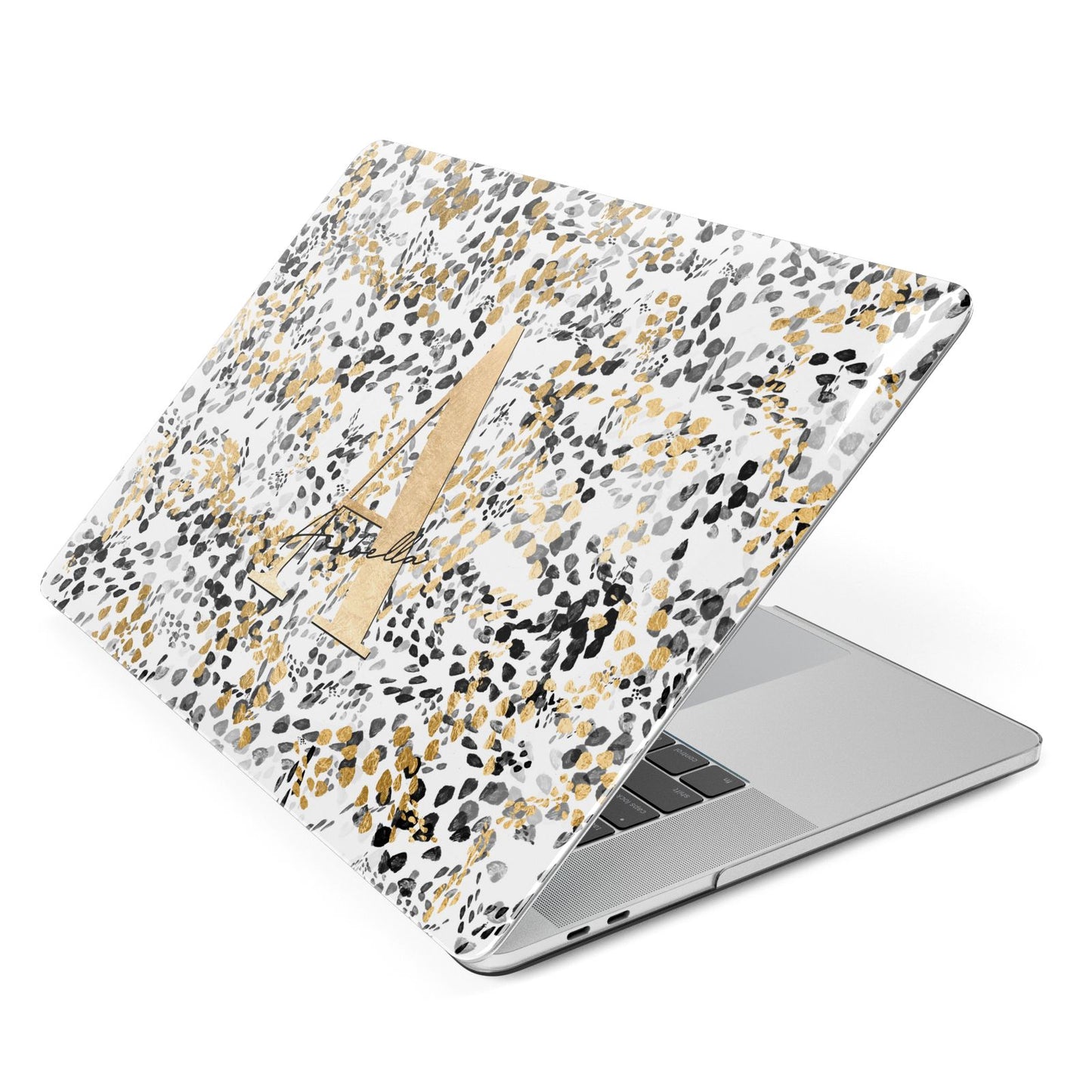 Personalised Gold Black Cheetah Apple MacBook Case Side View