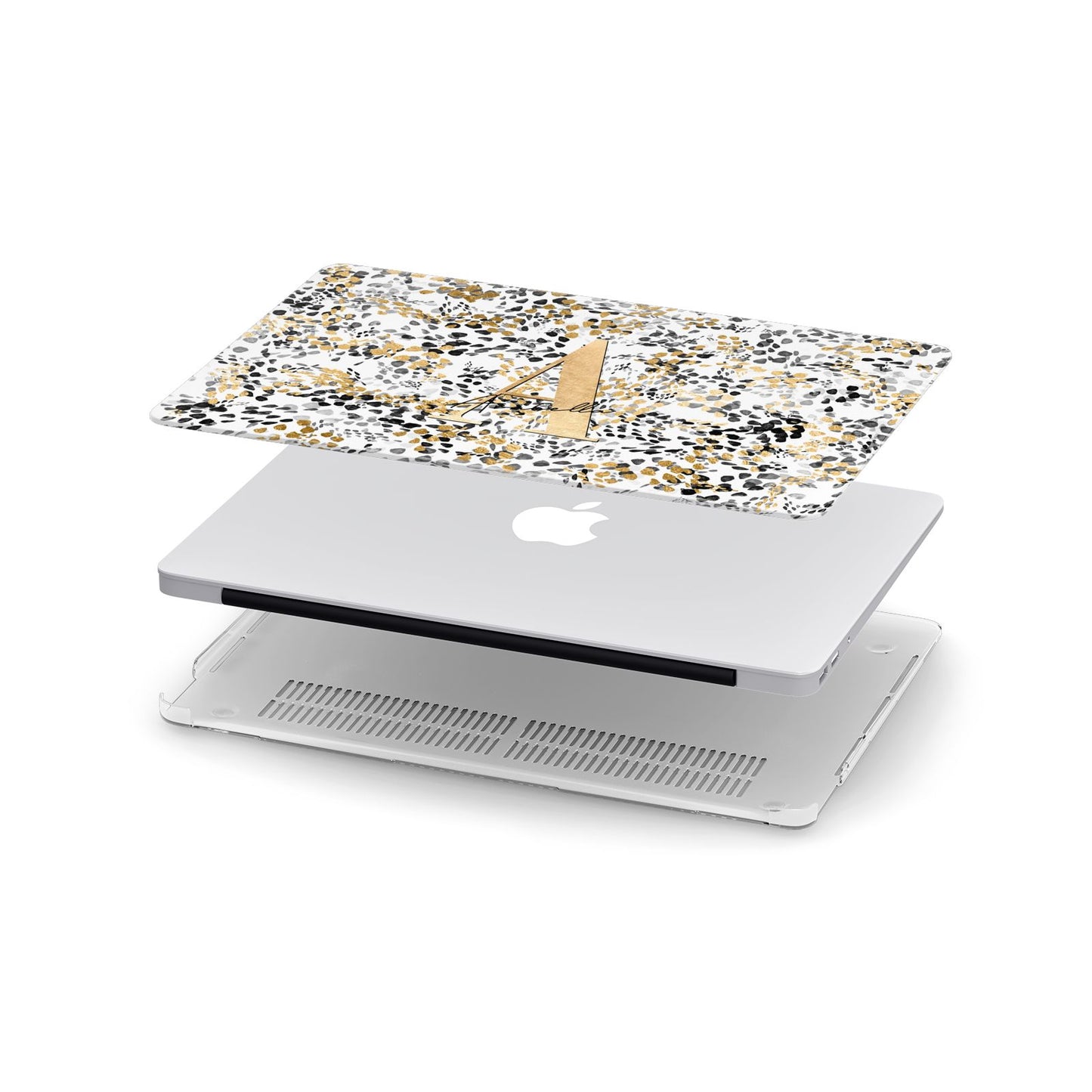 Personalised Gold Black Cheetah Apple MacBook Case in Detail