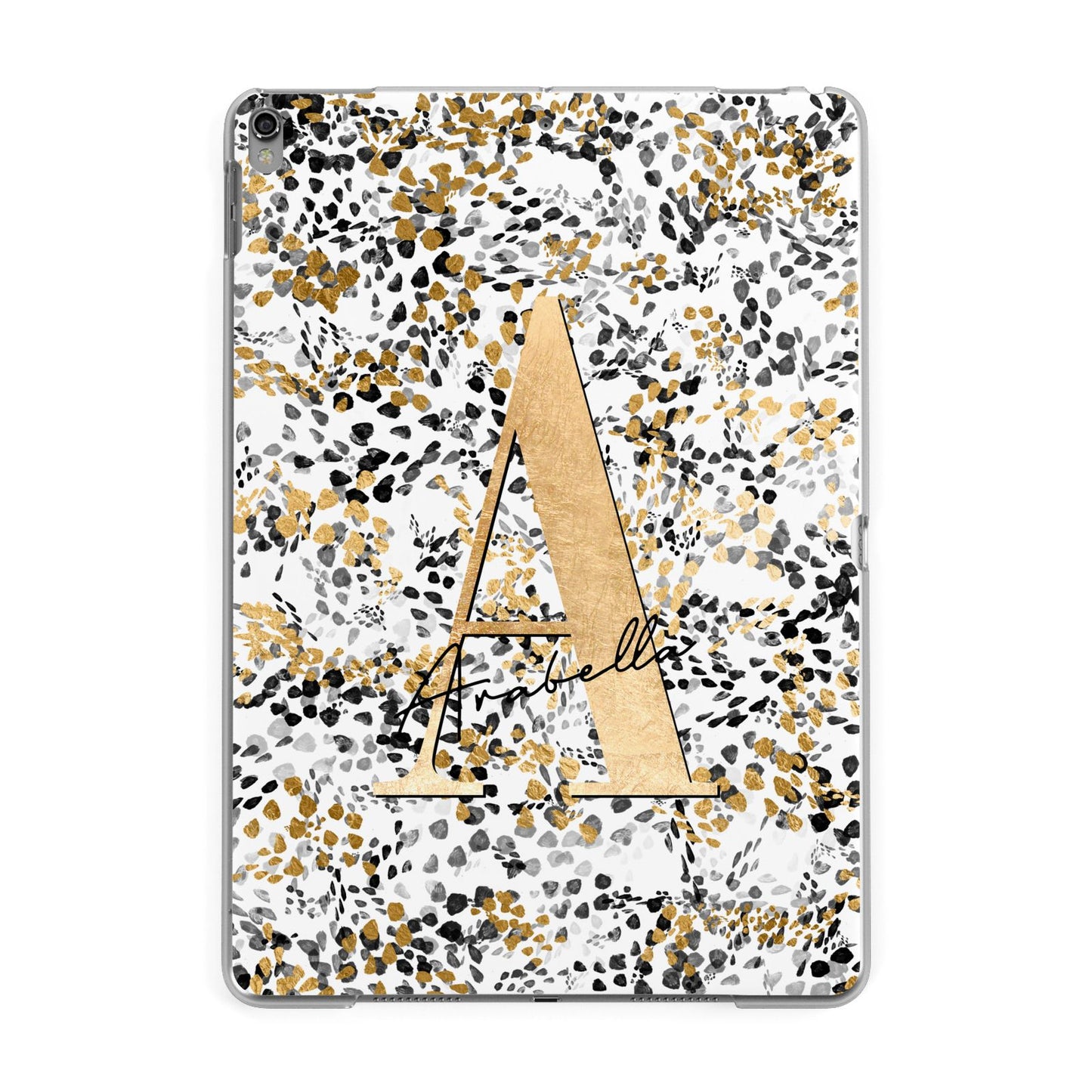 Personalised Gold Black Cheetah Apple iPad Grey Case