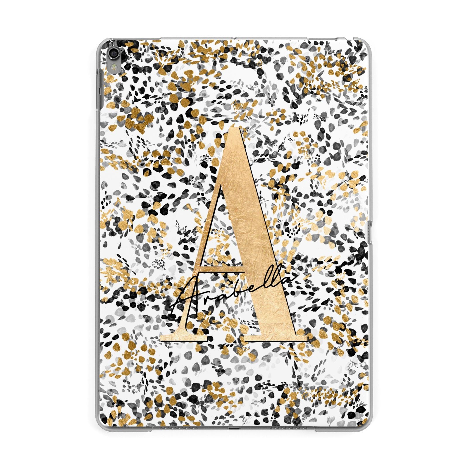 Personalised Gold Black Cheetah Apple iPad Grey Case
