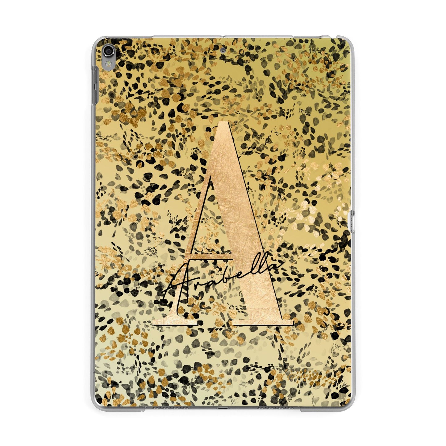 Personalised Gold Black Cheetah Apple iPad Grey Case