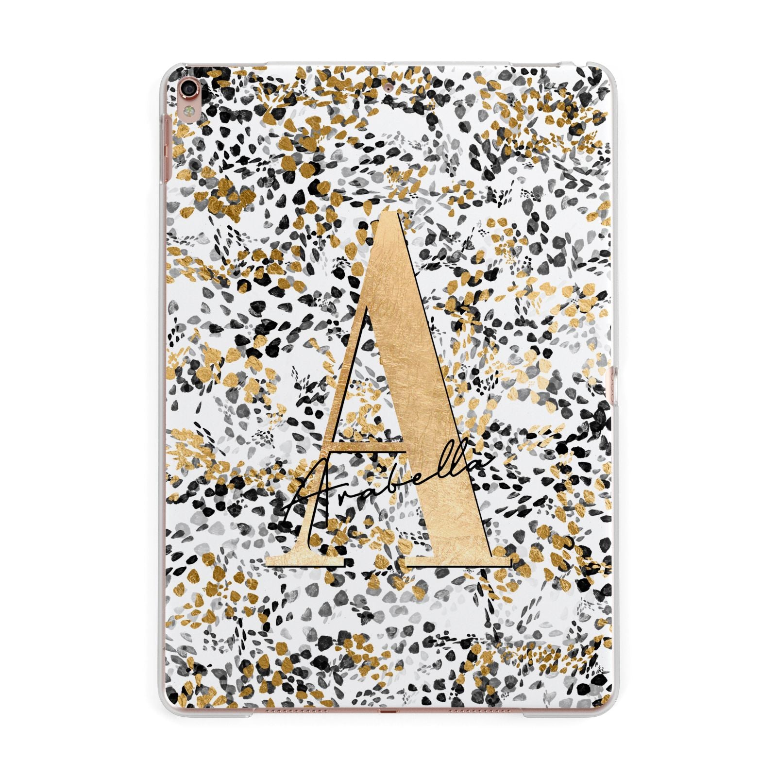 Personalised Gold Black Cheetah Apple iPad Rose Gold Case