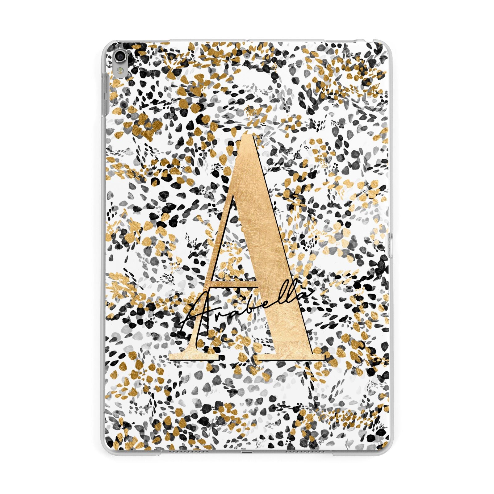 Personalised Gold Black Cheetah Apple iPad Silver Case