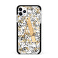 Personalised Gold Black Cheetah Apple iPhone 11 Pro Max in Silver with Black Impact Case