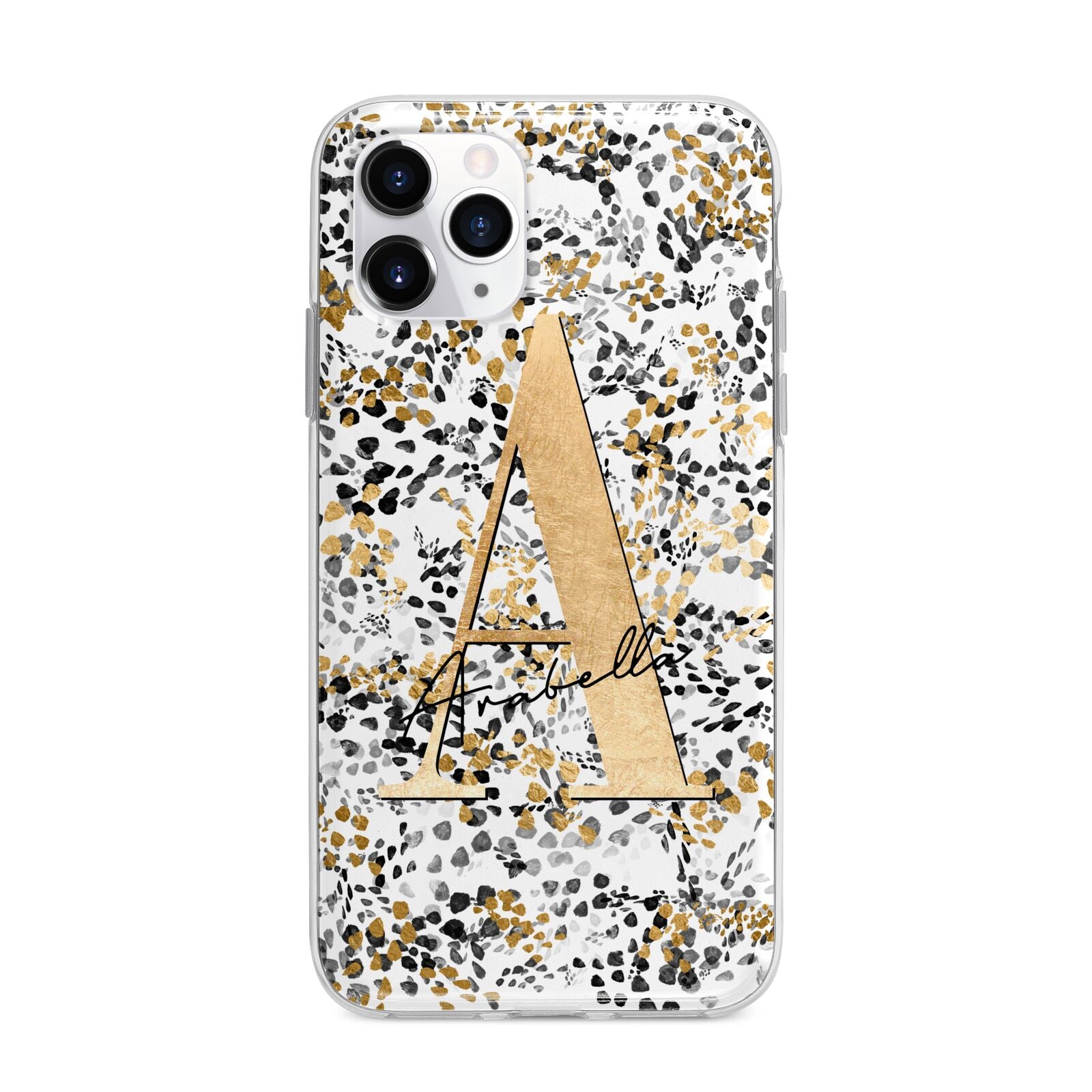 Personalised Gold Black Cheetah Apple iPhone 11 Pro Max in Silver with Bumper Case