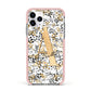 Personalised Gold Black Cheetah Apple iPhone 11 Pro in Silver with Pink Impact Case